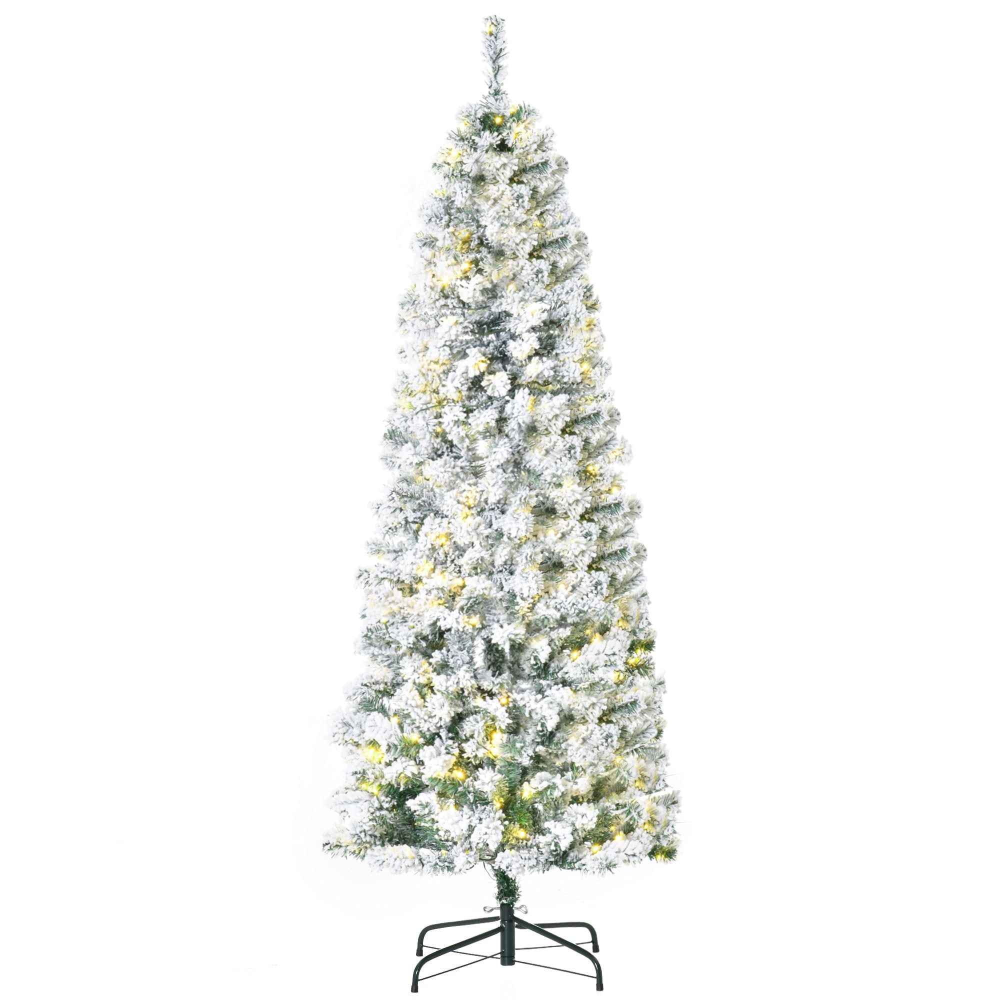 OBERSTER Christmas Tree 6ft Prelit Flocked with 250 LED Lights 462 Branches Green White