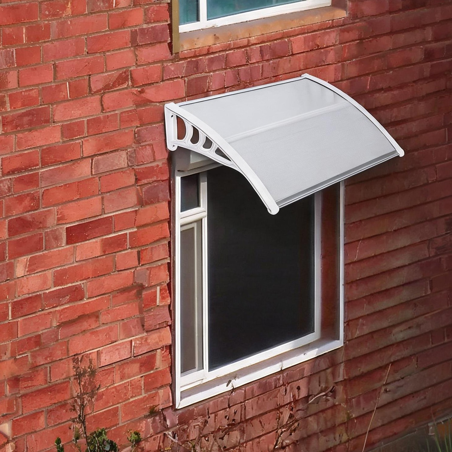 BBabe Transparent Polycarbonate Door Window Awning Canopy with Soft White Brackets 39.37 W Wall-Mounted Rain Sun Shelter
