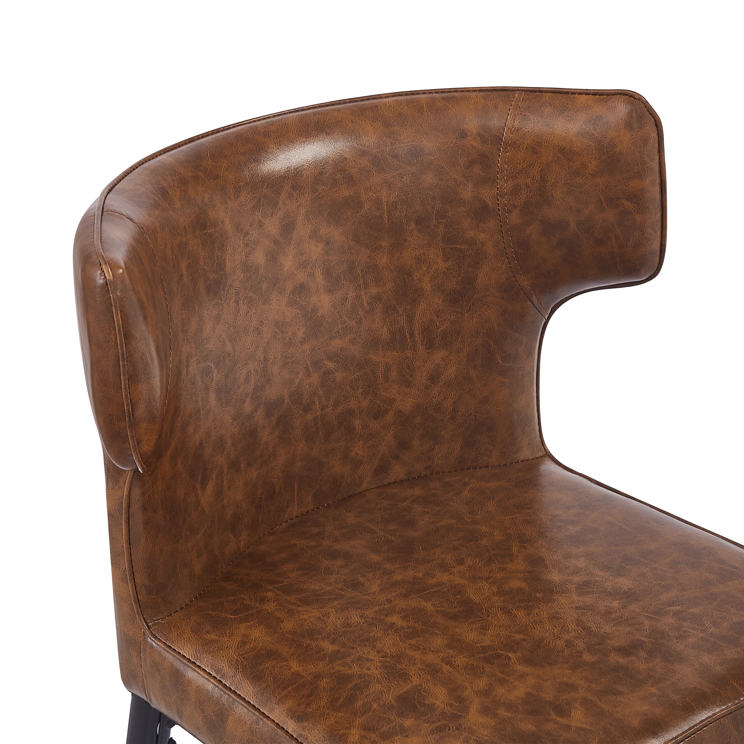 Norsans 28" Brown Faux Leather Iron Frame Counter Stool with Footrest