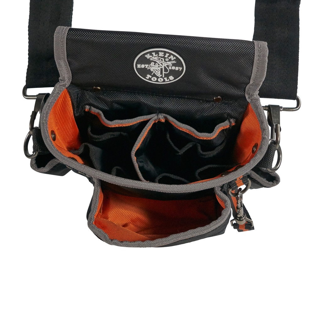 Black and Gray Polyester Tool Pouch with Shoulder Strap