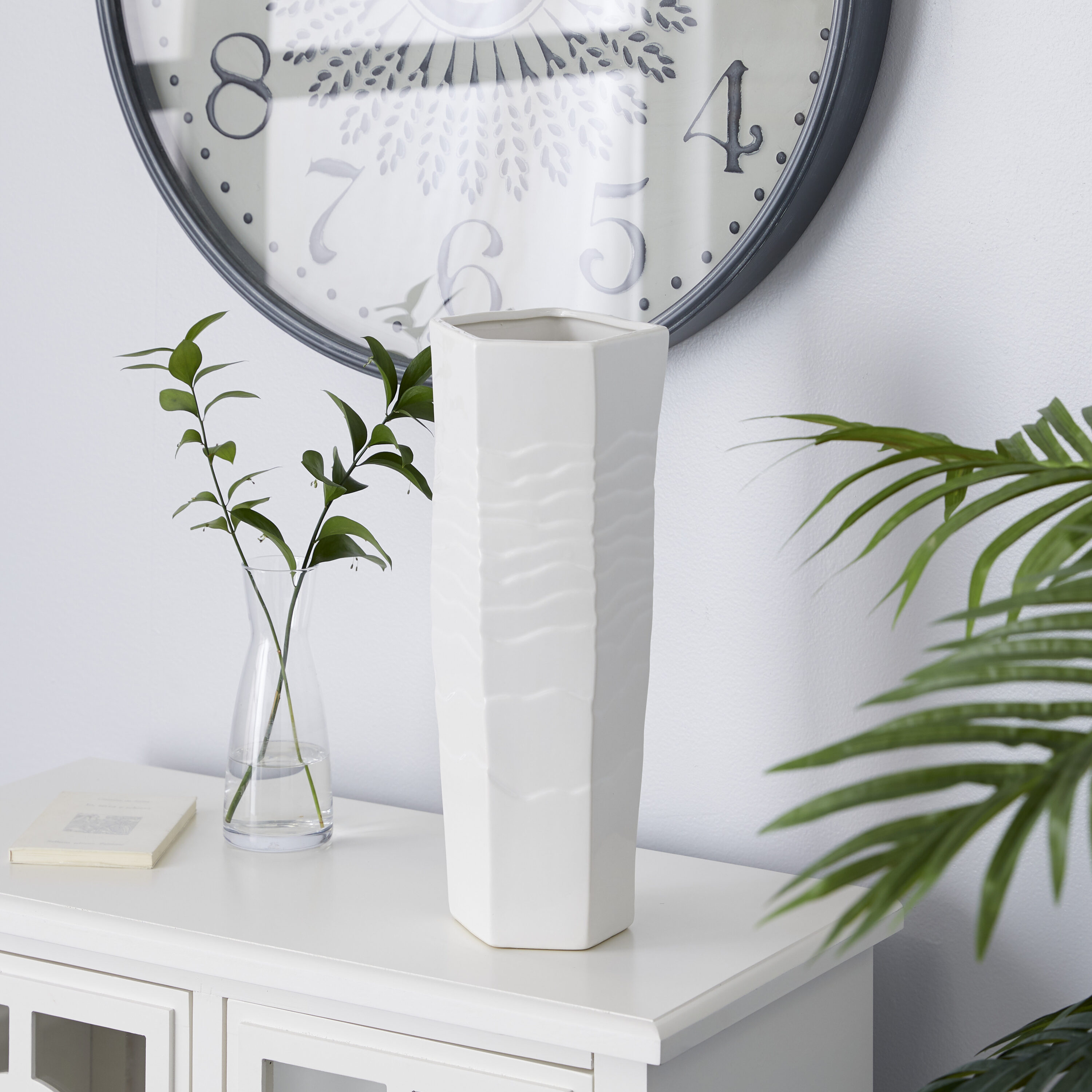 Grayson Lane 57494 White Stone Modern Vase