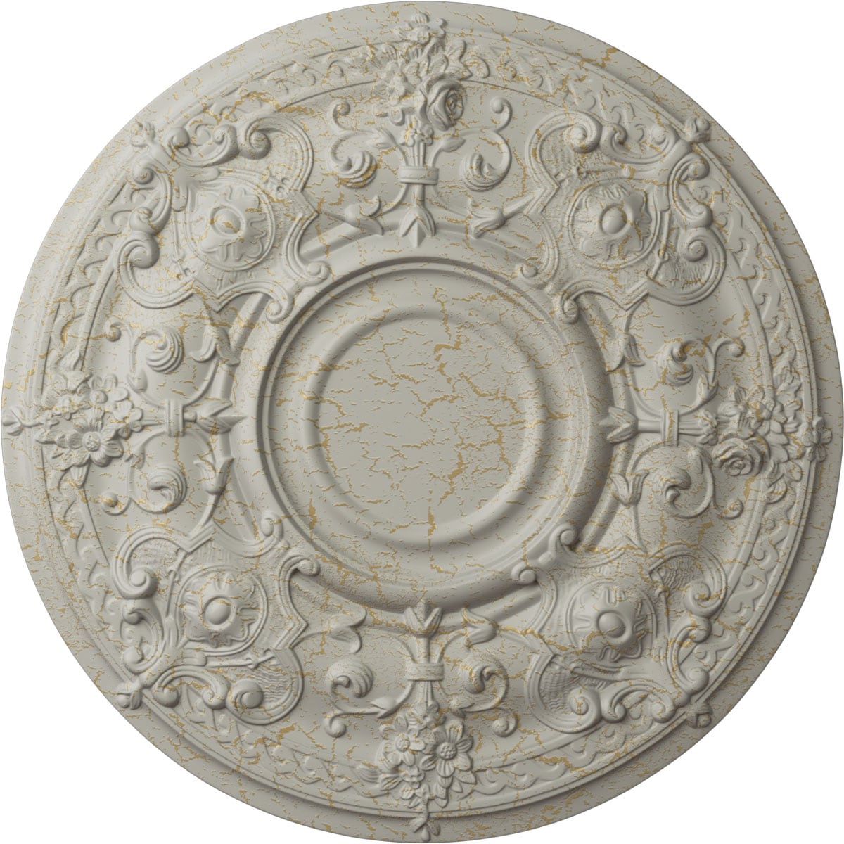 Ekena Millwork CM28OSPCC Oslo 28.125-in W x 28.125-in L Pot Of Cream Crackle Polyurethane Ceiling Medallion