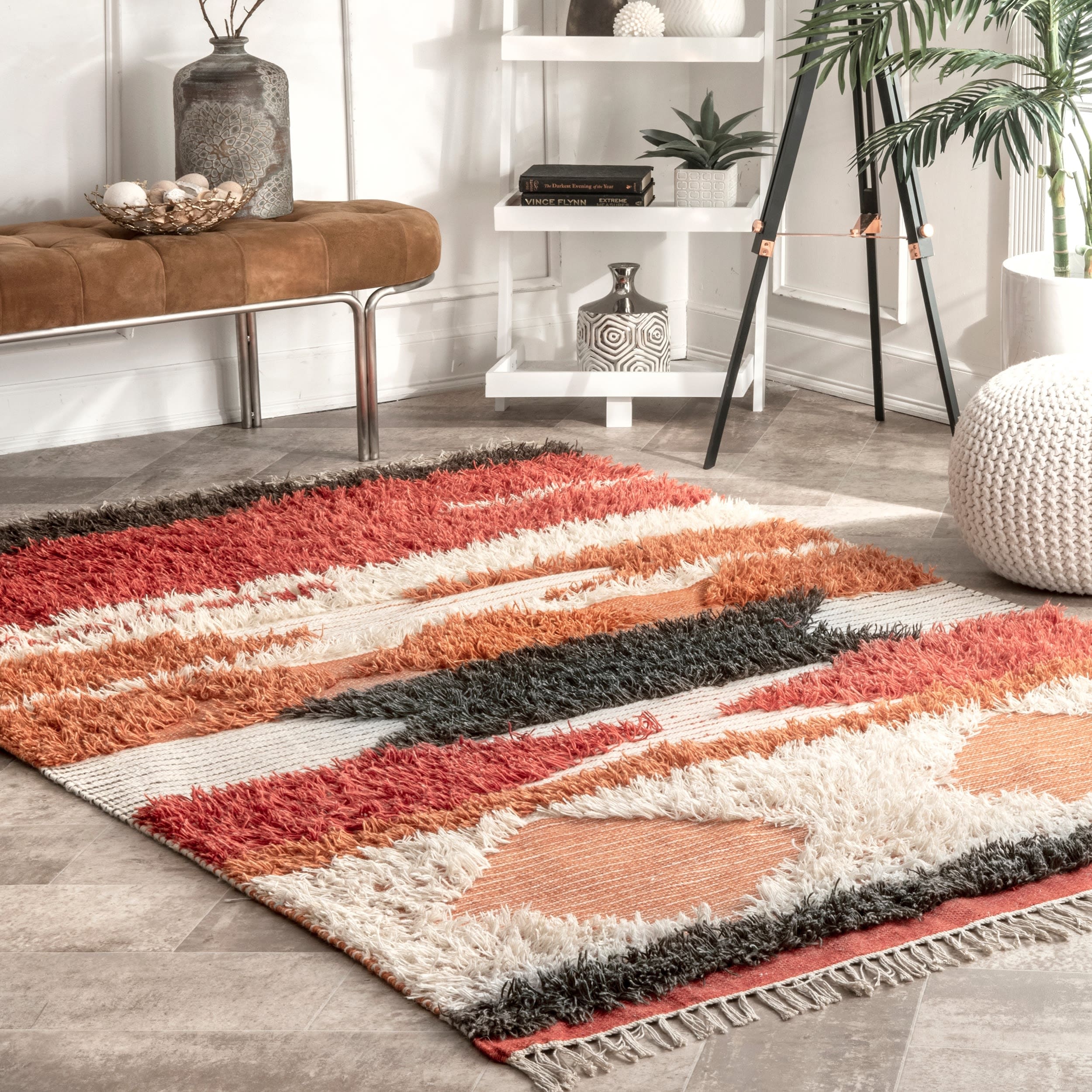 nuLOOM SPMO08A-508 Jenesis 5 X 8 (ft) Wool Rust Indoor Abstract Area Rug