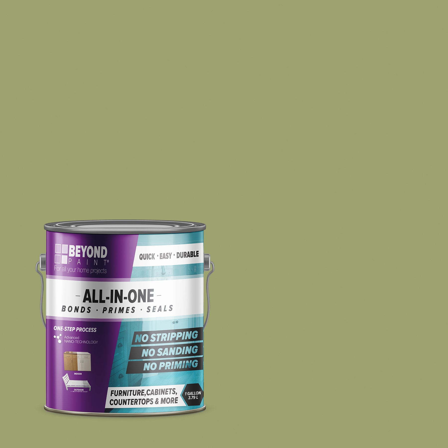 Beyond Paint 1-Pint Pewter Furniture, Cabinets, Countertops and More Multi-Surface All-In-One Interior/Exterior Refinishing Paint, Silver