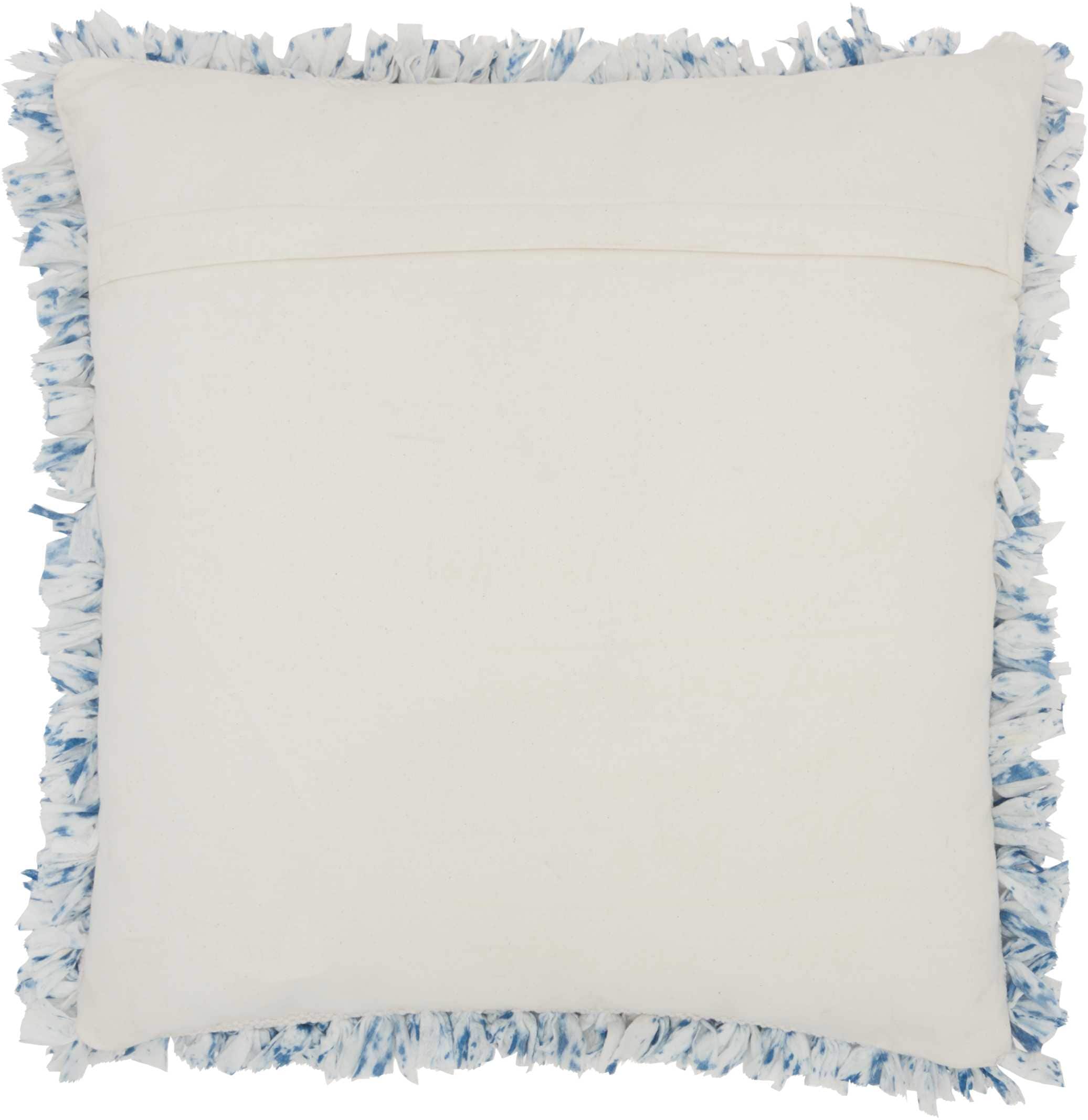 Navy and White Cotton Shag Square Kids Pillow, 17" x 17"