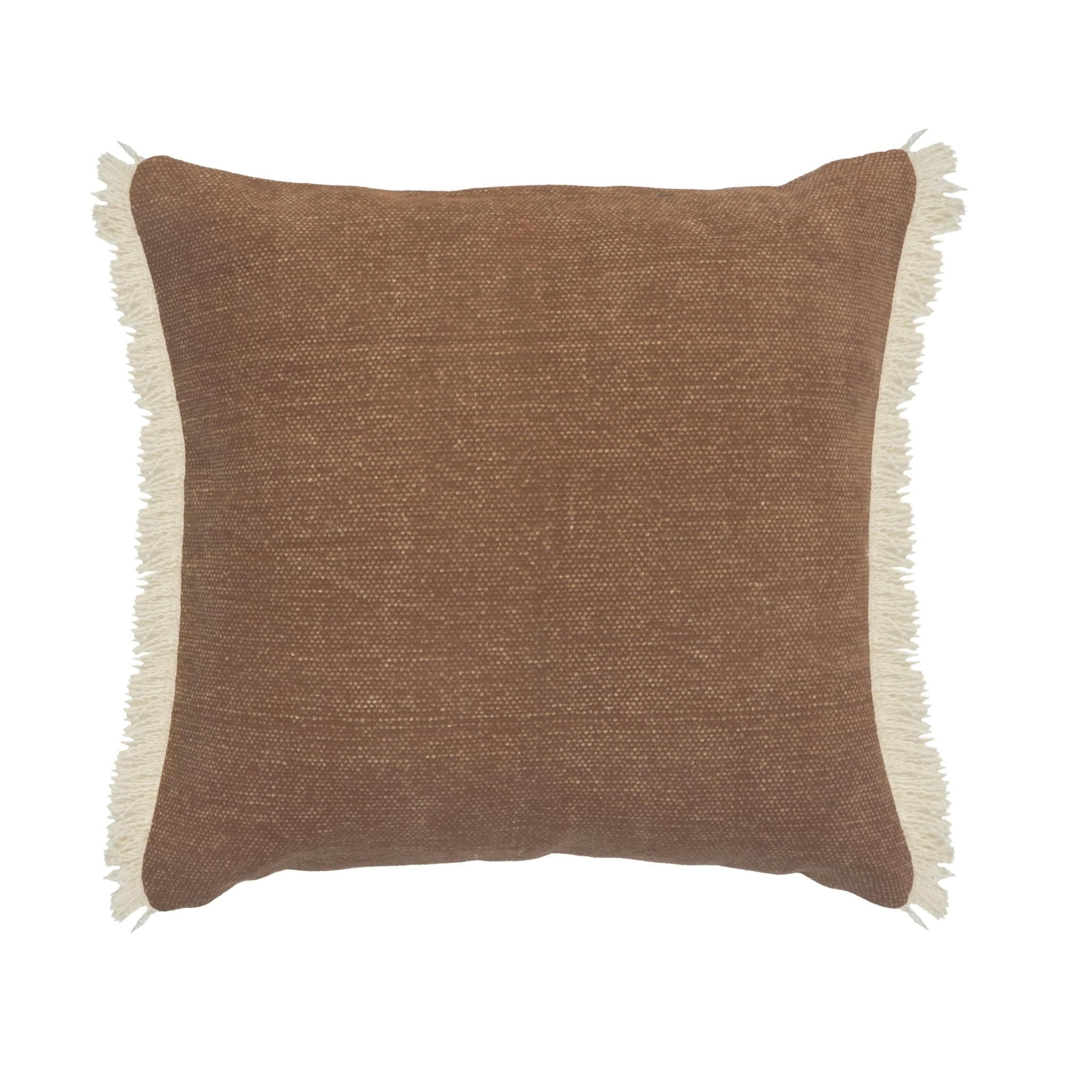 Slickblue 1-Piece 20 x 20 in Orange/Grey Square Indoor Decorative Cotton Fringe Accent Throw Pillow for Sofa Bed and Chair