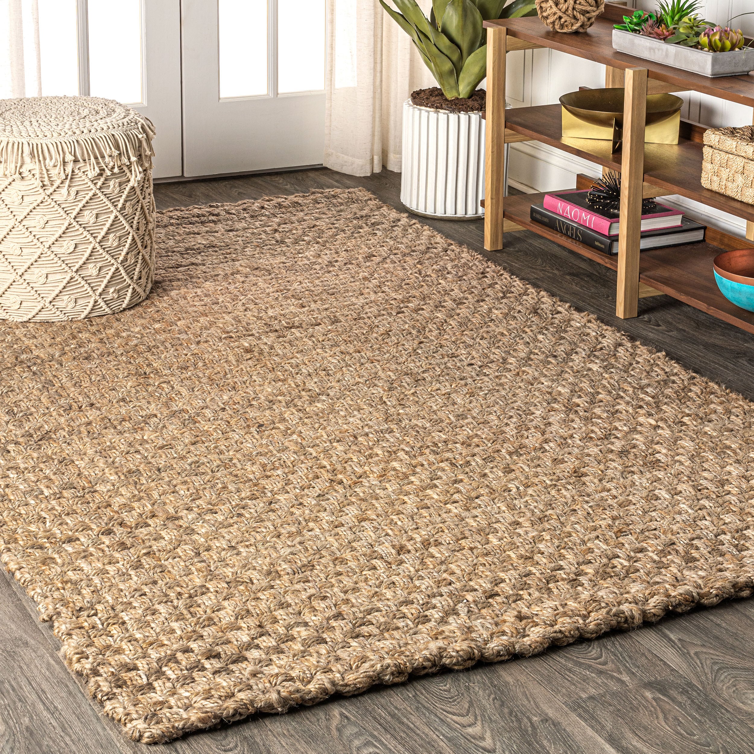 Custom size jute rug Solid Natural Jute Rug