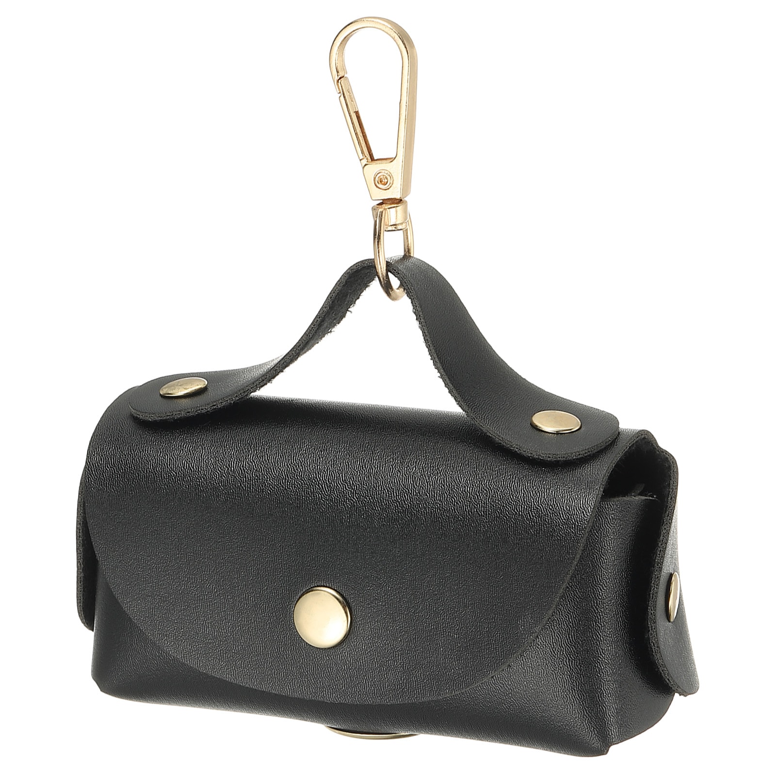 Unique Bargains 1pc Dog Poop Bag Holder Leather Pet Waste Bag Dispenser for Leashes Portable Reusable Easy Cleanup Pouch(Black) Intended for Outdoor/Travel/Walking with Dog