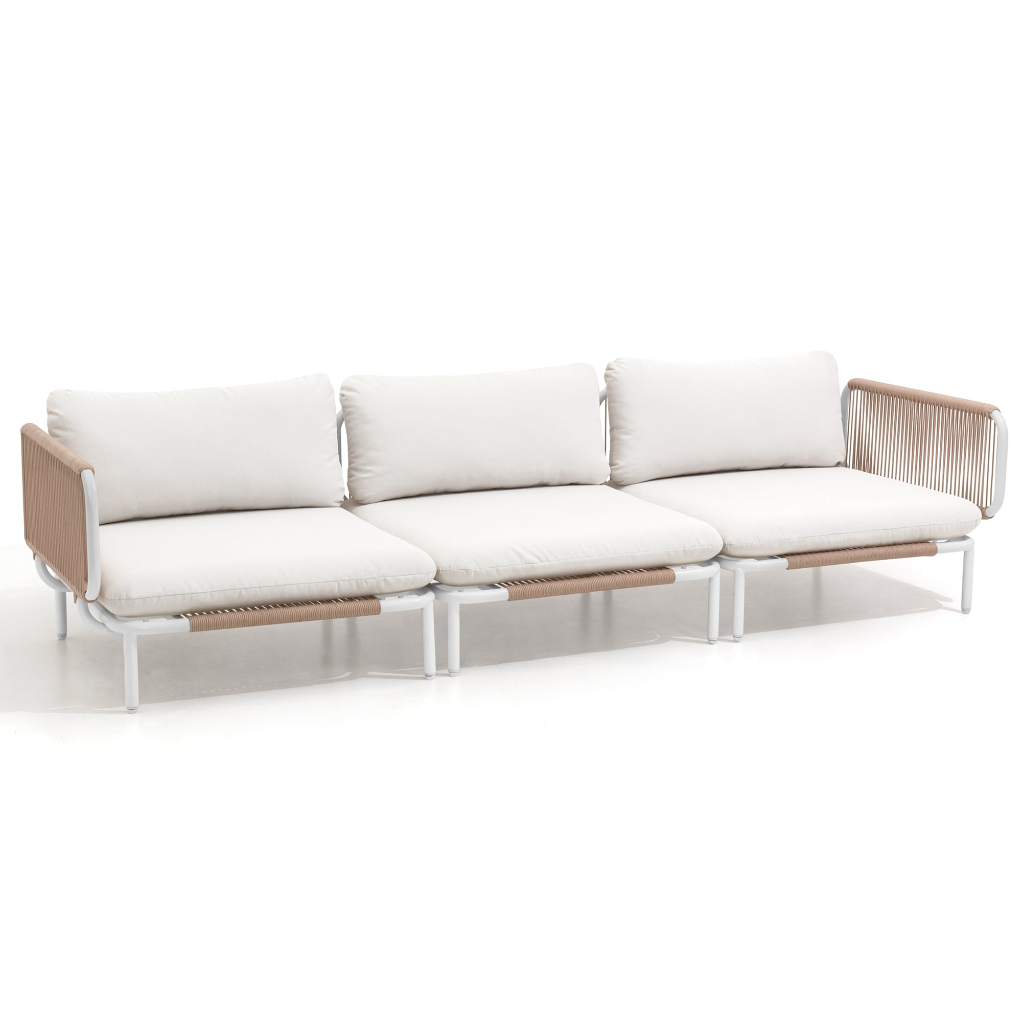 Crestlive Products CL-SF005BEI-3 patio sofa set Outdoor Sofa with Beige Cushions and Iron Frame