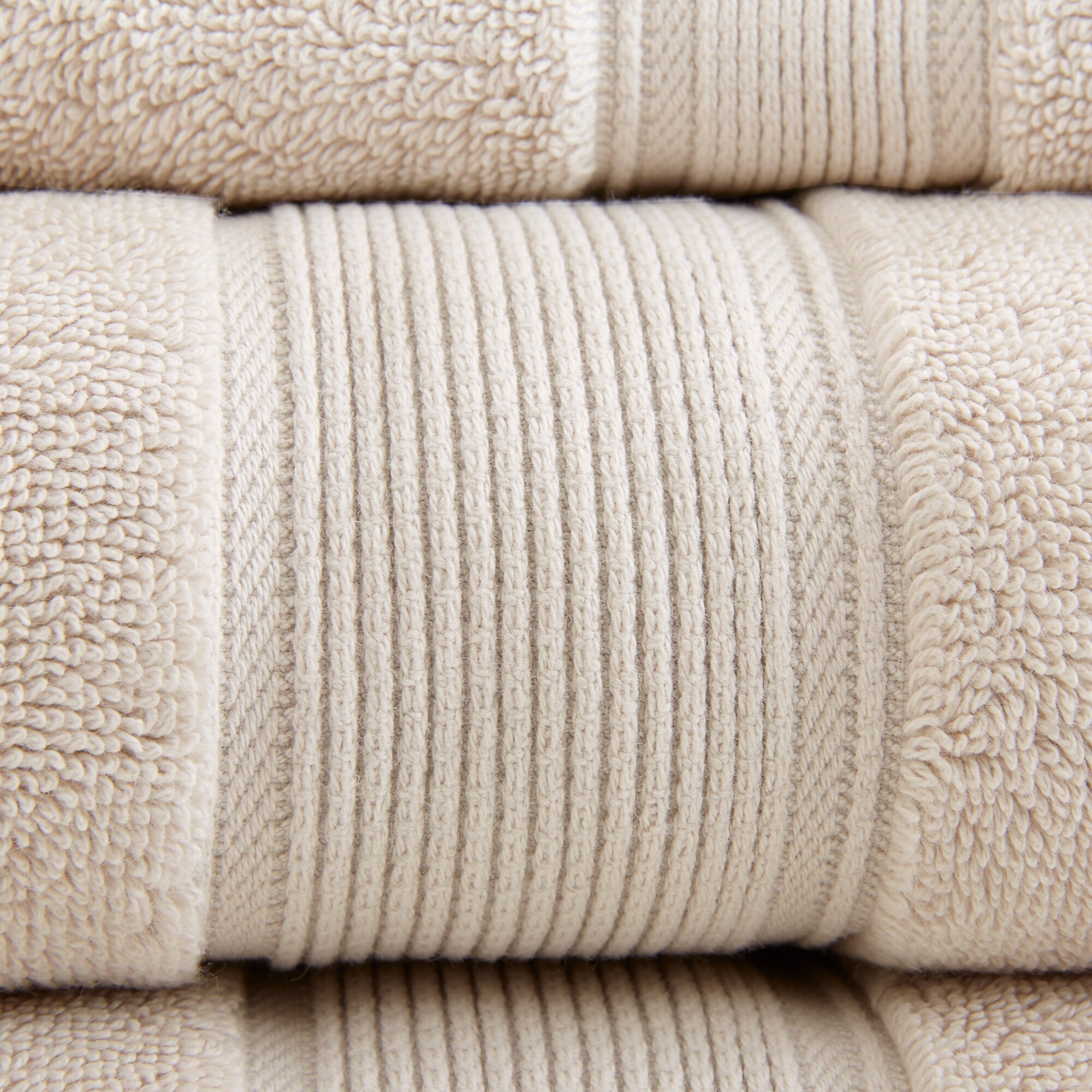 Oversized Beige Turkish Cotton 8-Piece Towel Set