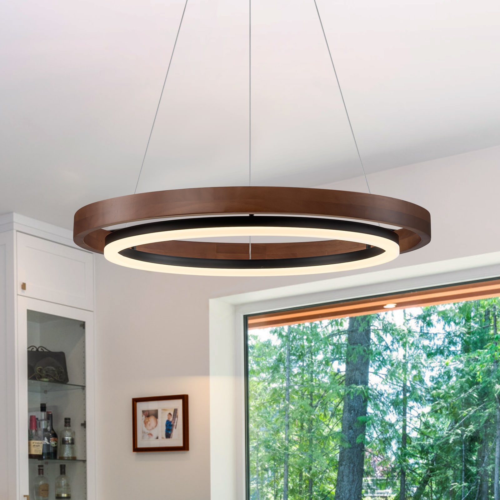 EDISLIVE 1 -Light Brown Modern/contemporary Metal Cylinder LED Large Hanging Pendant Light