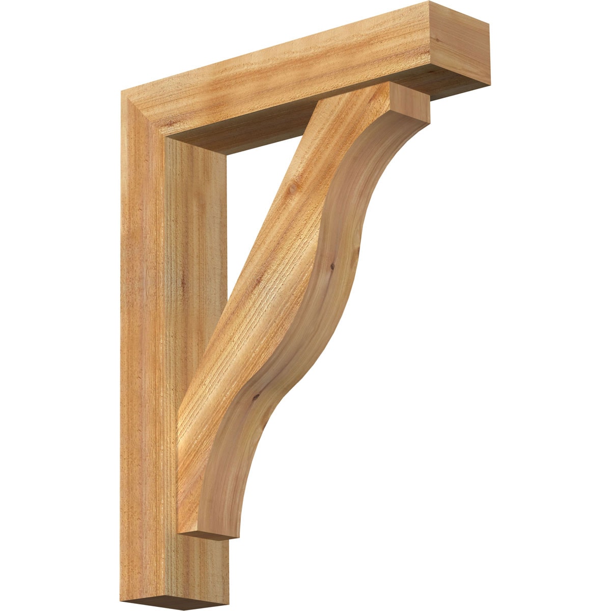 Ekena Millwork 1462251 Funston Block Rough Sawn Bracket with Offset Brace 6-in x 26-in x 34-in Western red cedar Brown Wood Standard bracket