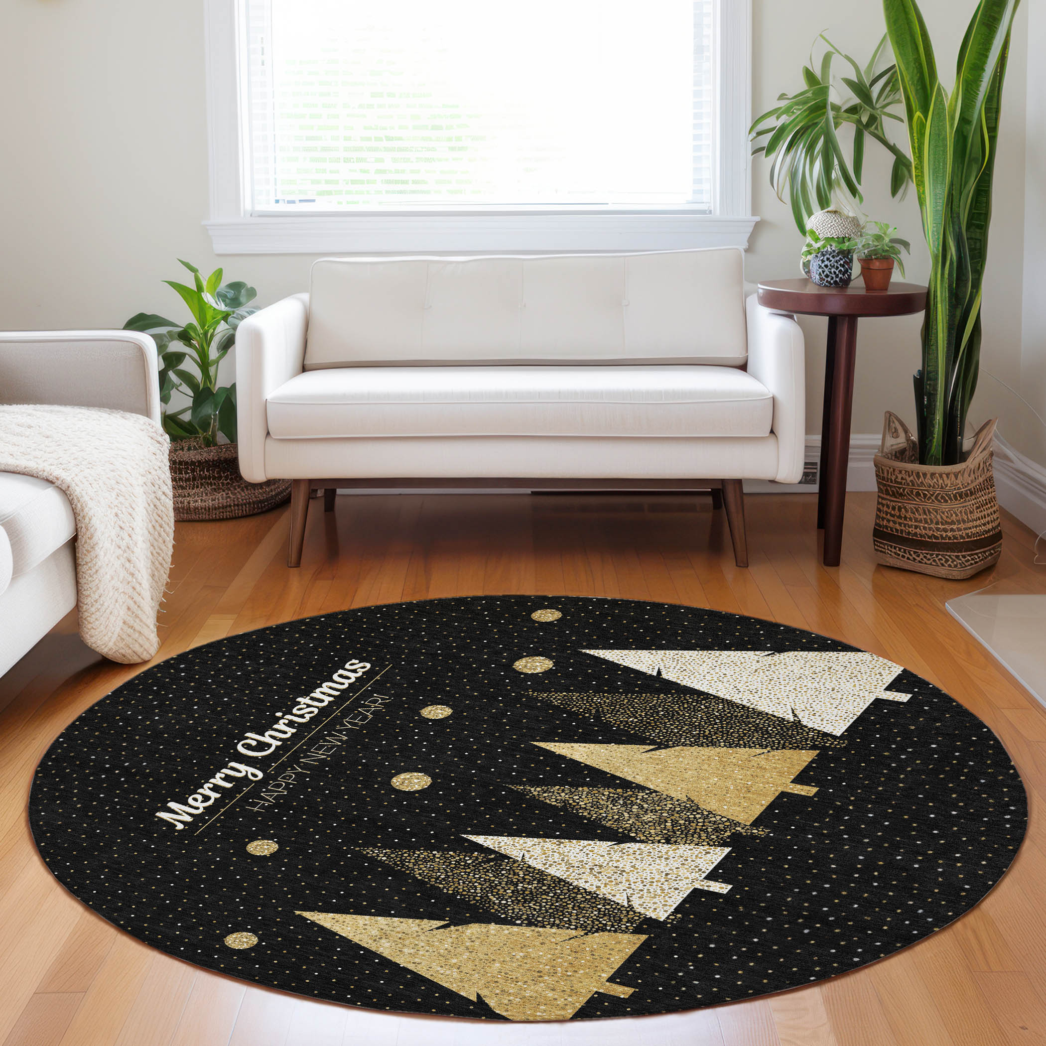 Addison Rugs AMF222MI8RO Mayfield AMF222MI 8 x 8 (ft) Loomed Polyester Midnight Round Indoor Abstract Machine washable Area rug