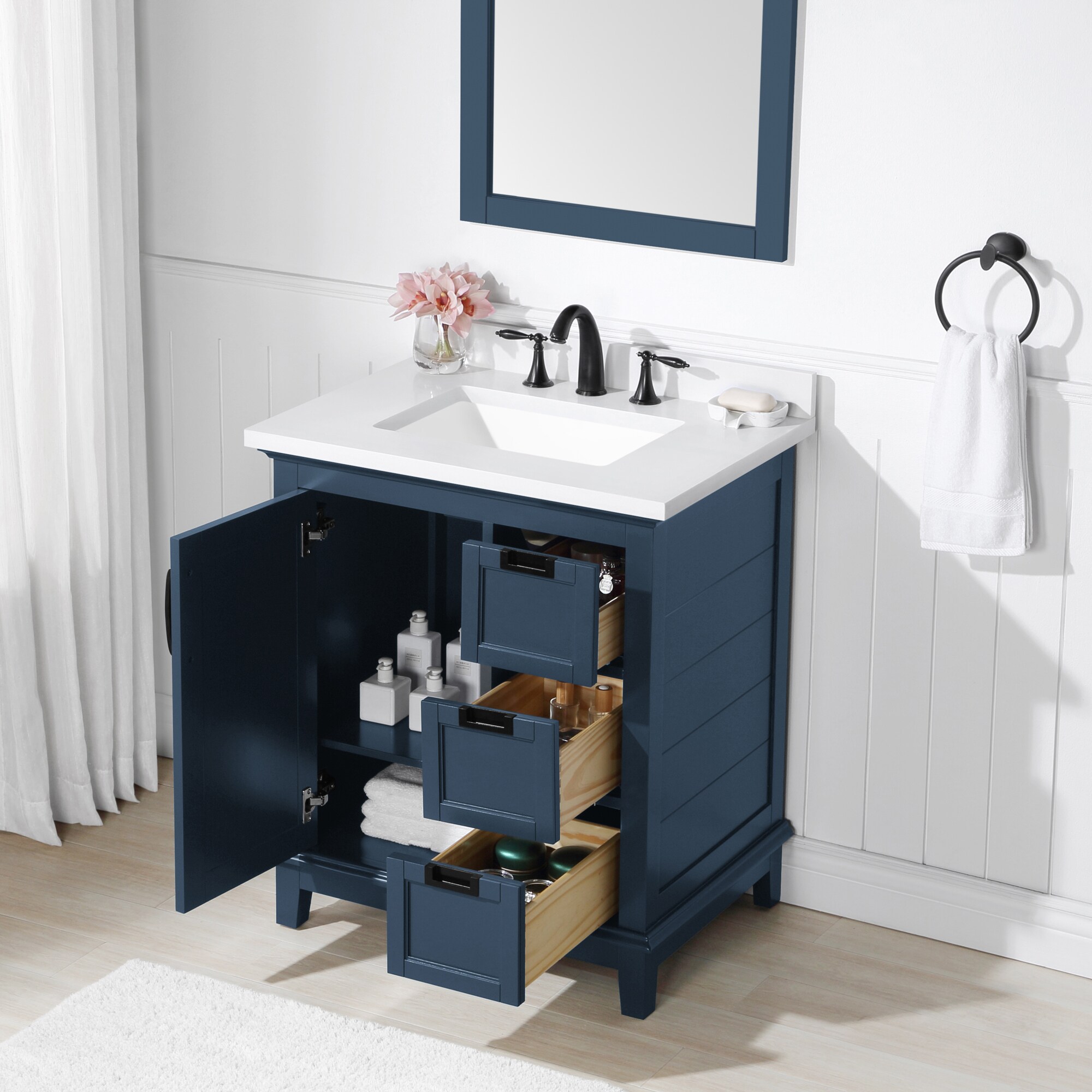 OVE Decors Pembroke 30-in Grayish Blue Undermount Single Sink Bathroom ...