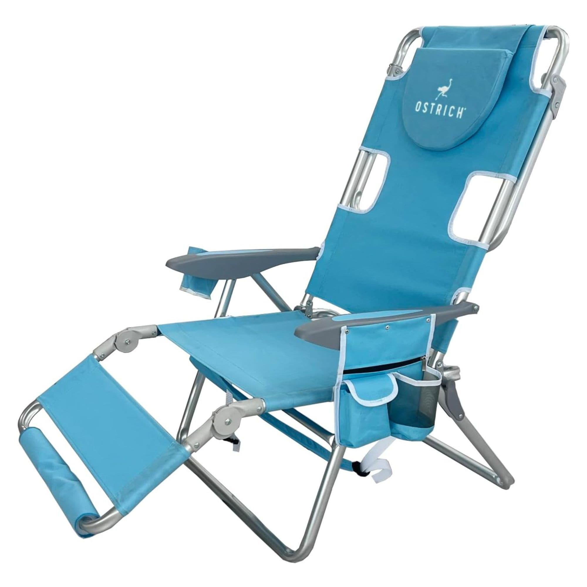 Ostrich 410868 Polyester Blue Folding Beach chair Adjustable and Carrying Strap/Handle Included