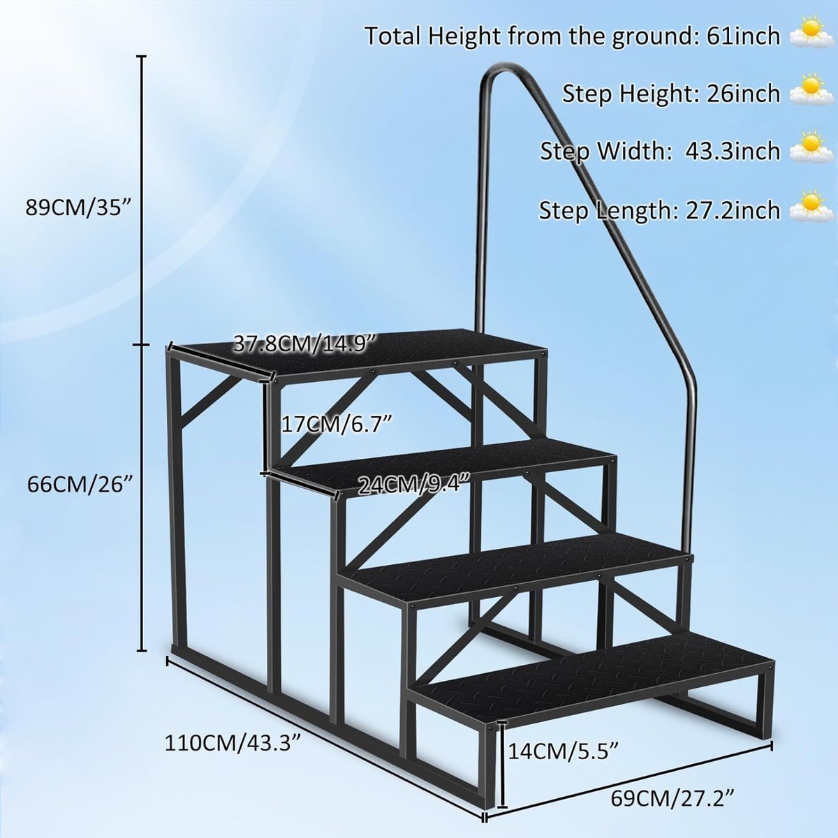 Loheer D01027E72M6 Above-Ground-Pool-Lad-Steps - View #2