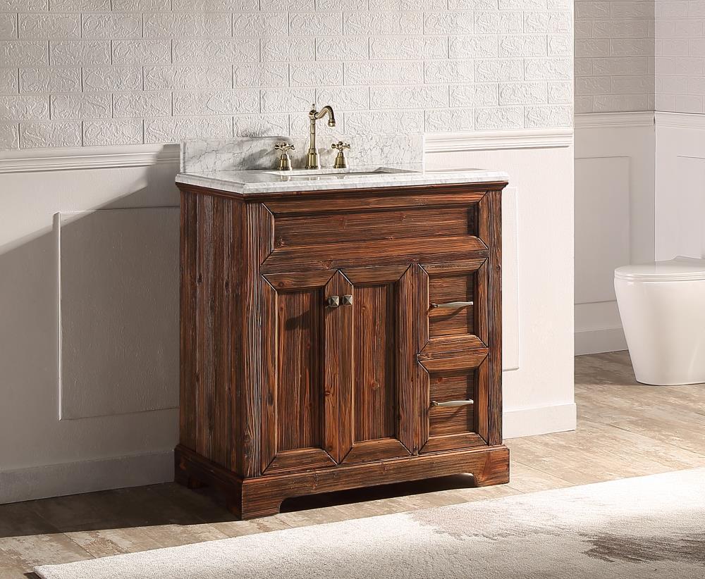 Bathroom Equipment Drawer Storage Luxury Solid Wood Marble Top