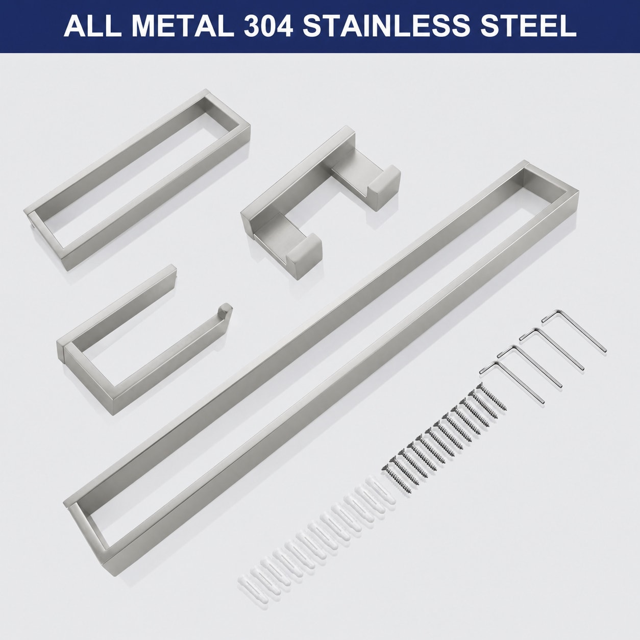 TNSO - Brushed Nickel Set B Matte Black Stainless Steel Bathroom Hardware Set Towel Bar Toilet Pa...