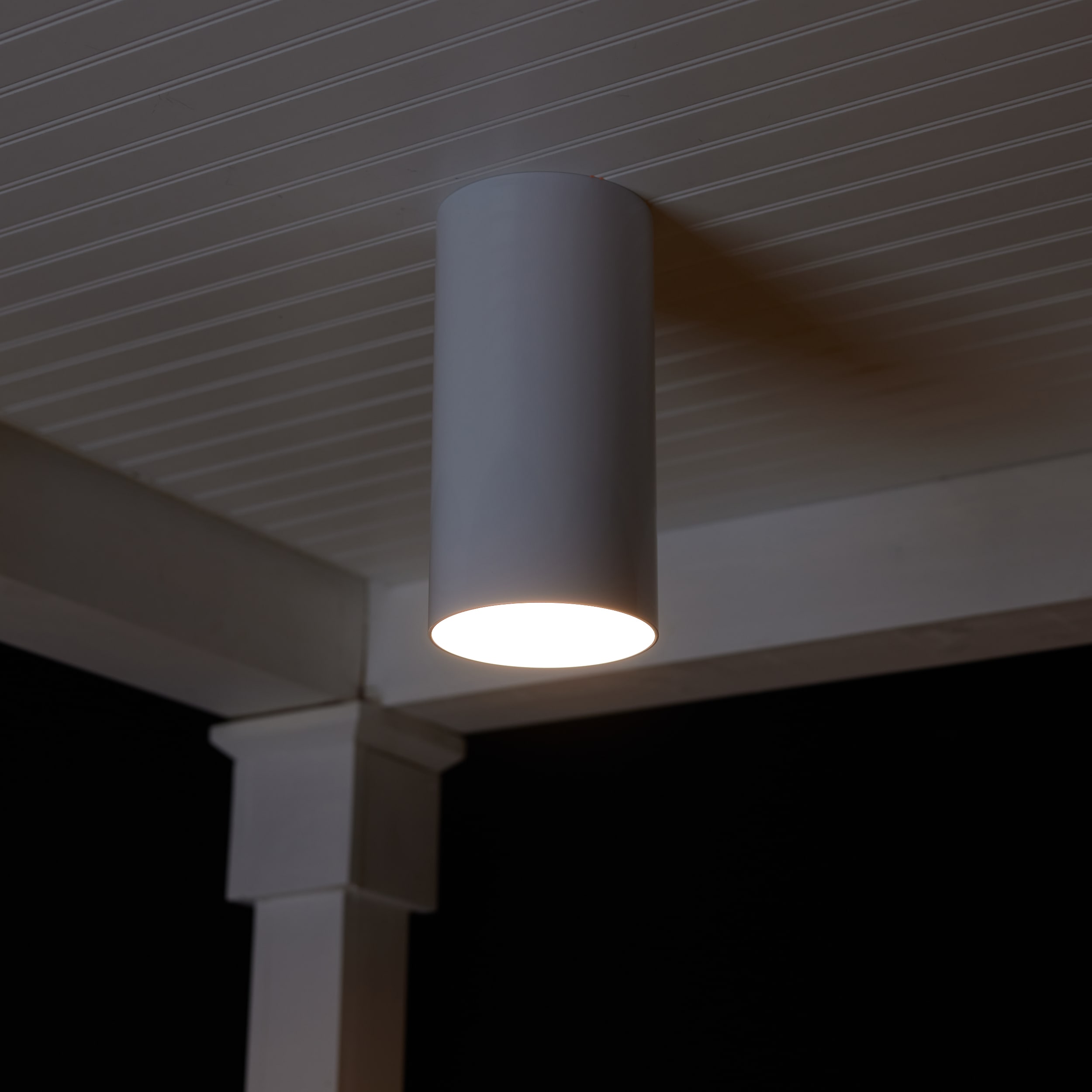 White Aluminum 12-Inch Flush Mount Cylinder Light