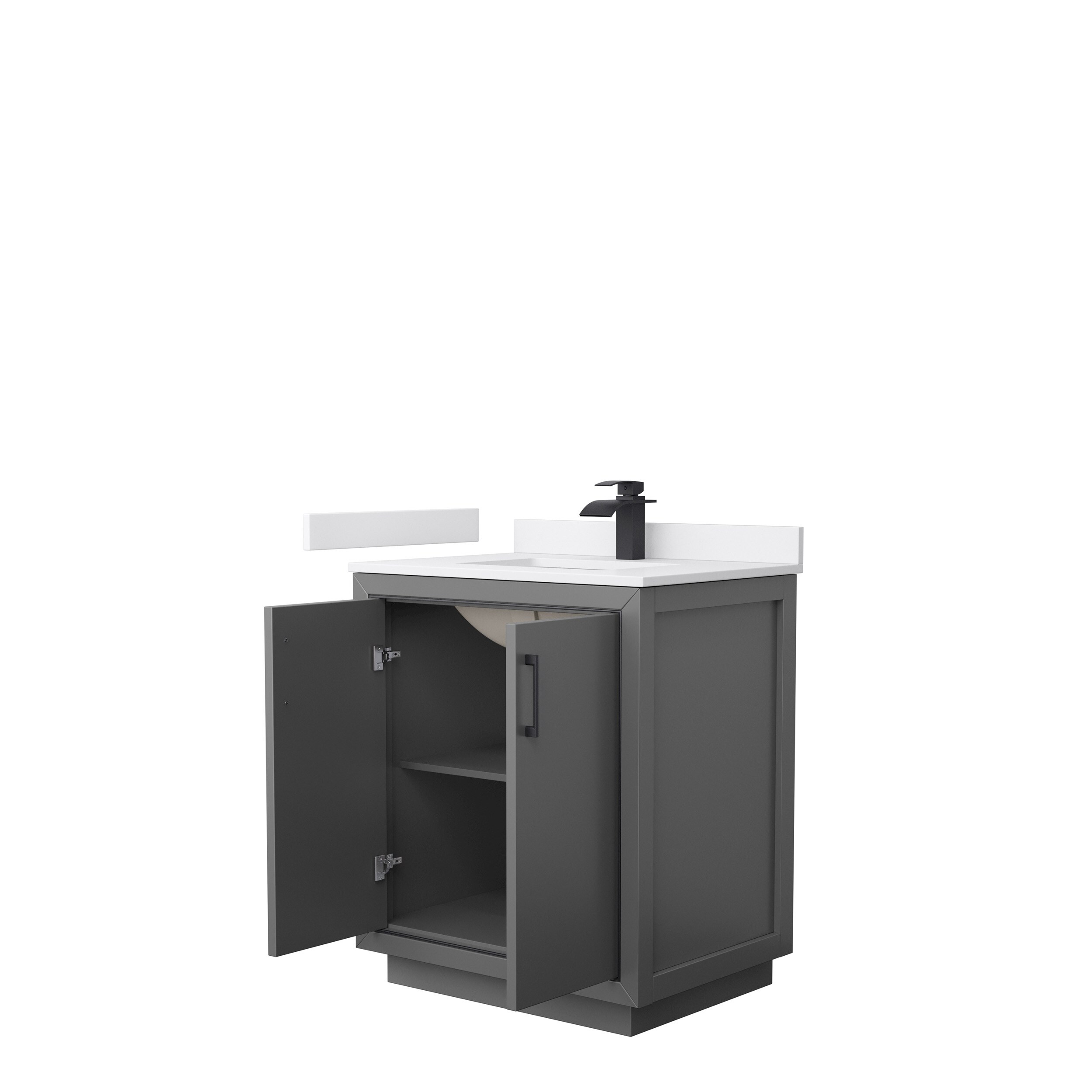 Wyndham Collection Icon 30 In Dark Gray Undermount Single Sink Bathroom Vanity With White