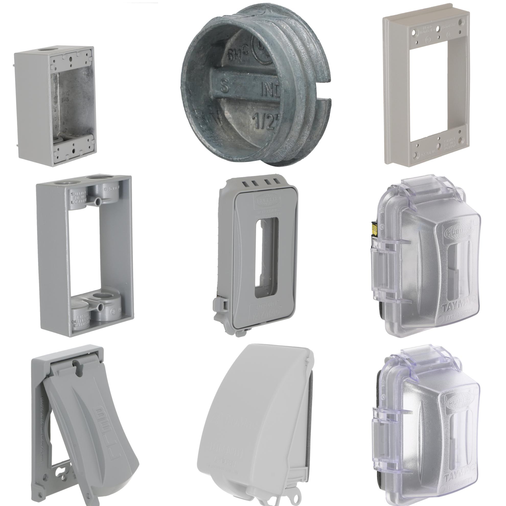 Hubbell TayMac 1-Gang Rectangle Gray Metal Weatherproof
