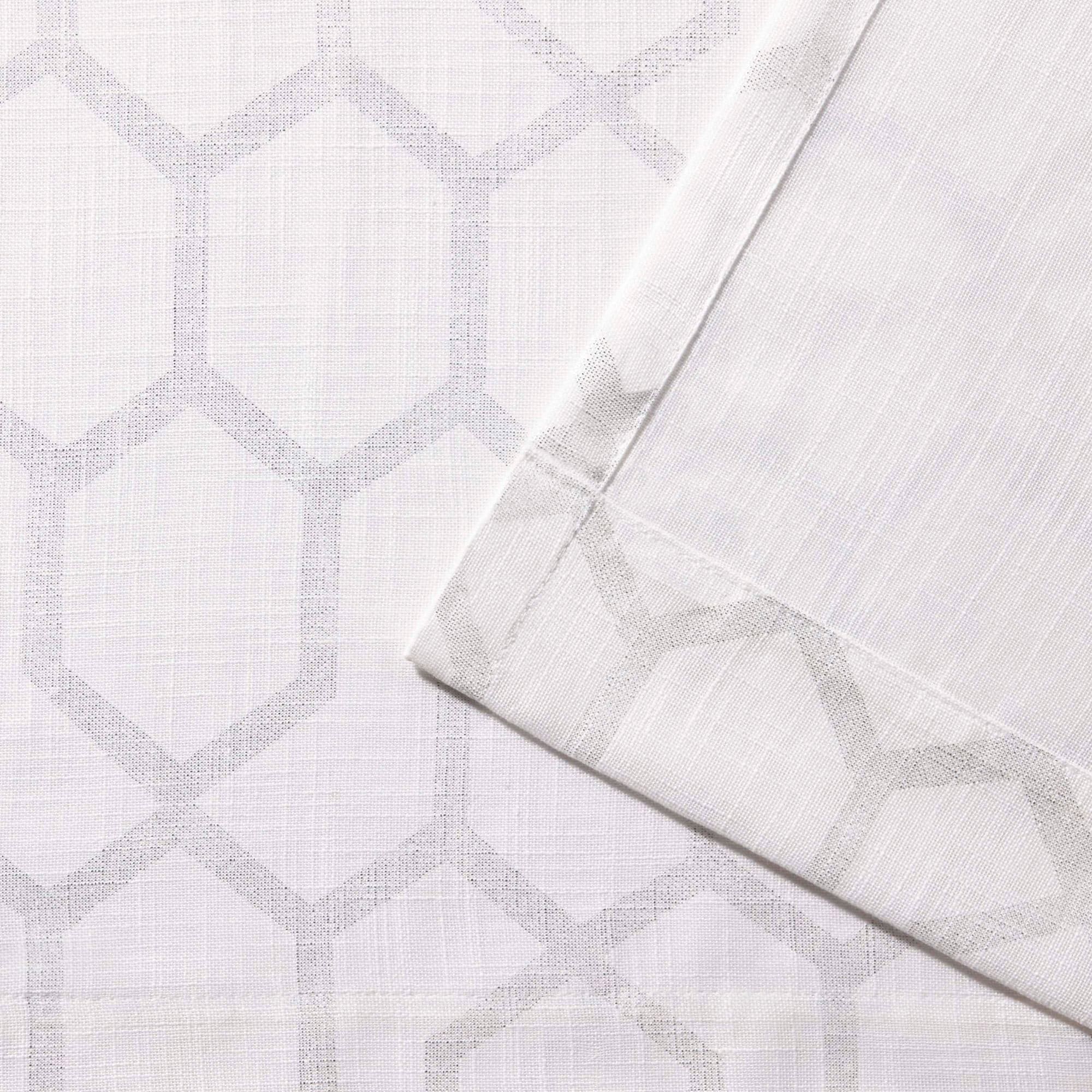 Panza Silver Geometric Sheer Grommet Top Curtain Panels