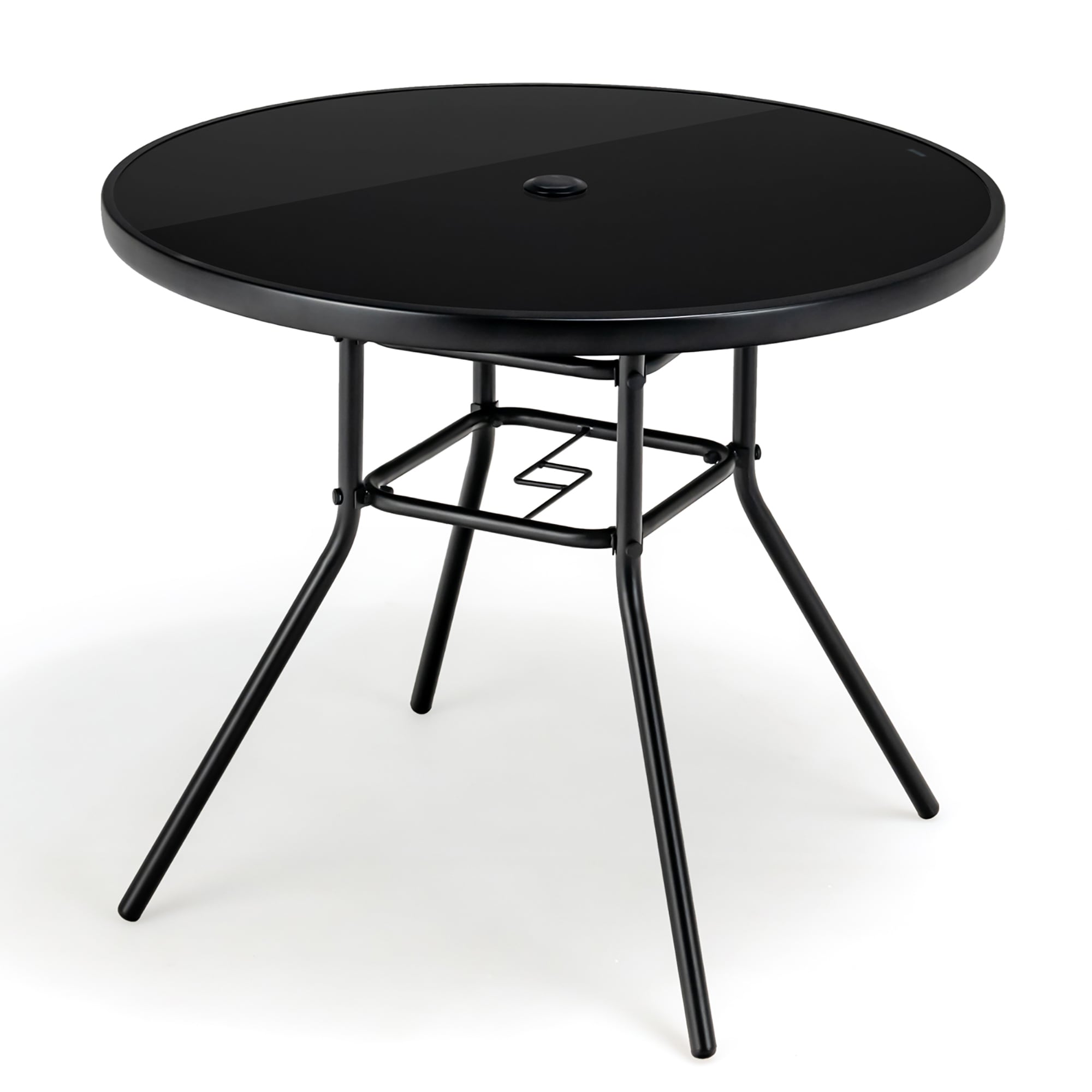Costway NP11141 Round Outdoor Dining Table 34-in W x 34-in L with Umbrella Hole