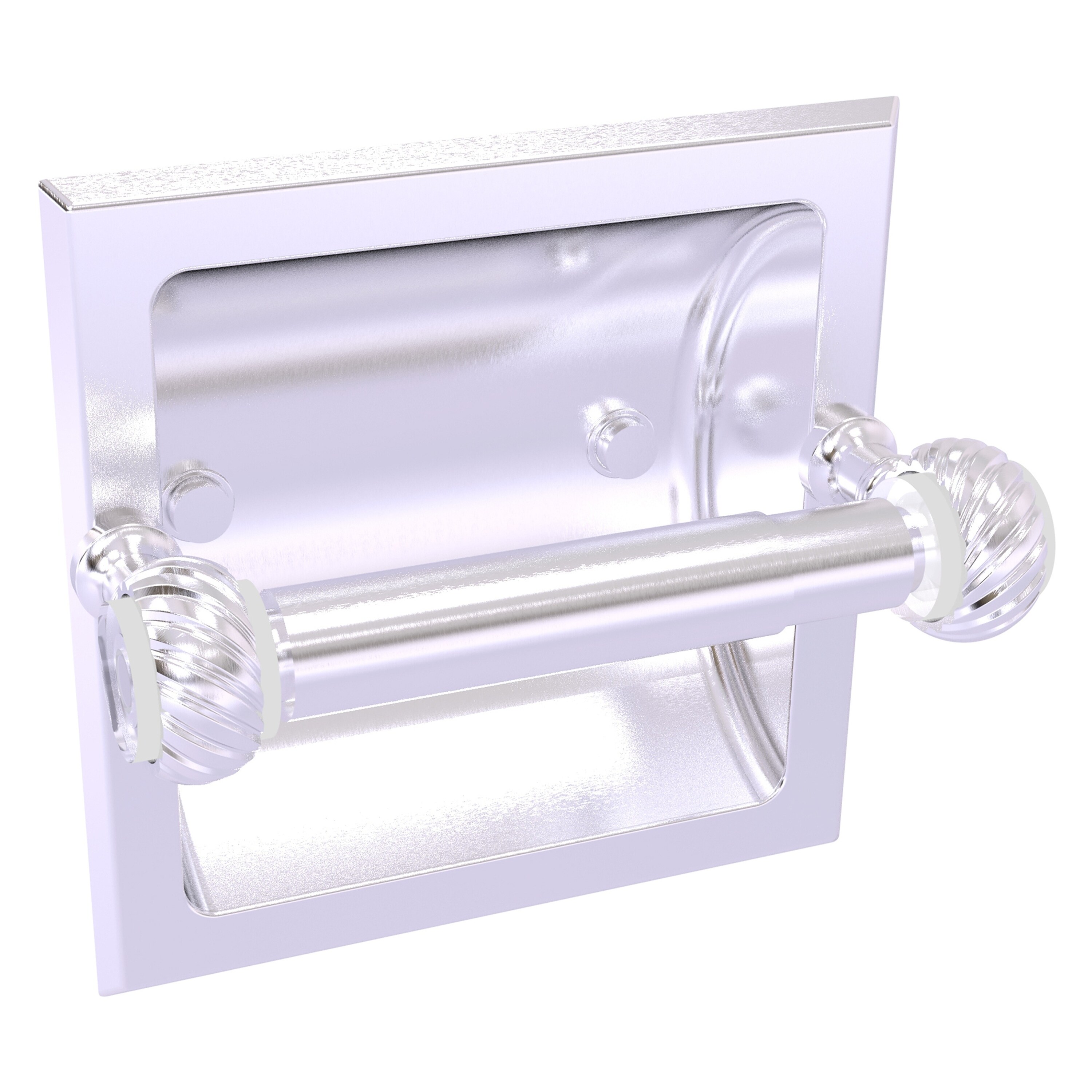 Allied Brass PG-24CT-SCH Pacific Grove Satin Chrome Recessed Double post Toilet Paper Holder 1 -Rolls with Storage
