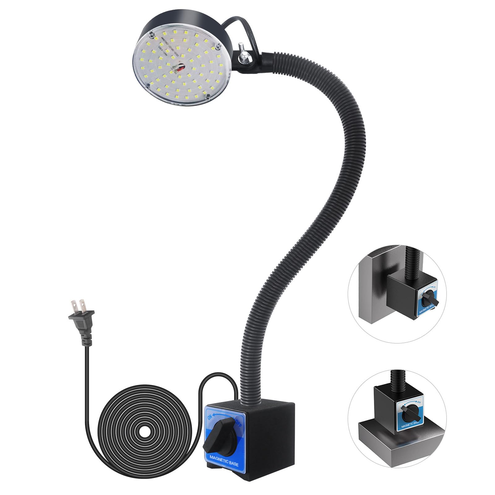 Aoibox  Magnetic Base LED Gooseneck Work Light with 20 in Flexible Neck 2000 Lumens 6500K Shop Lamp for Lathe