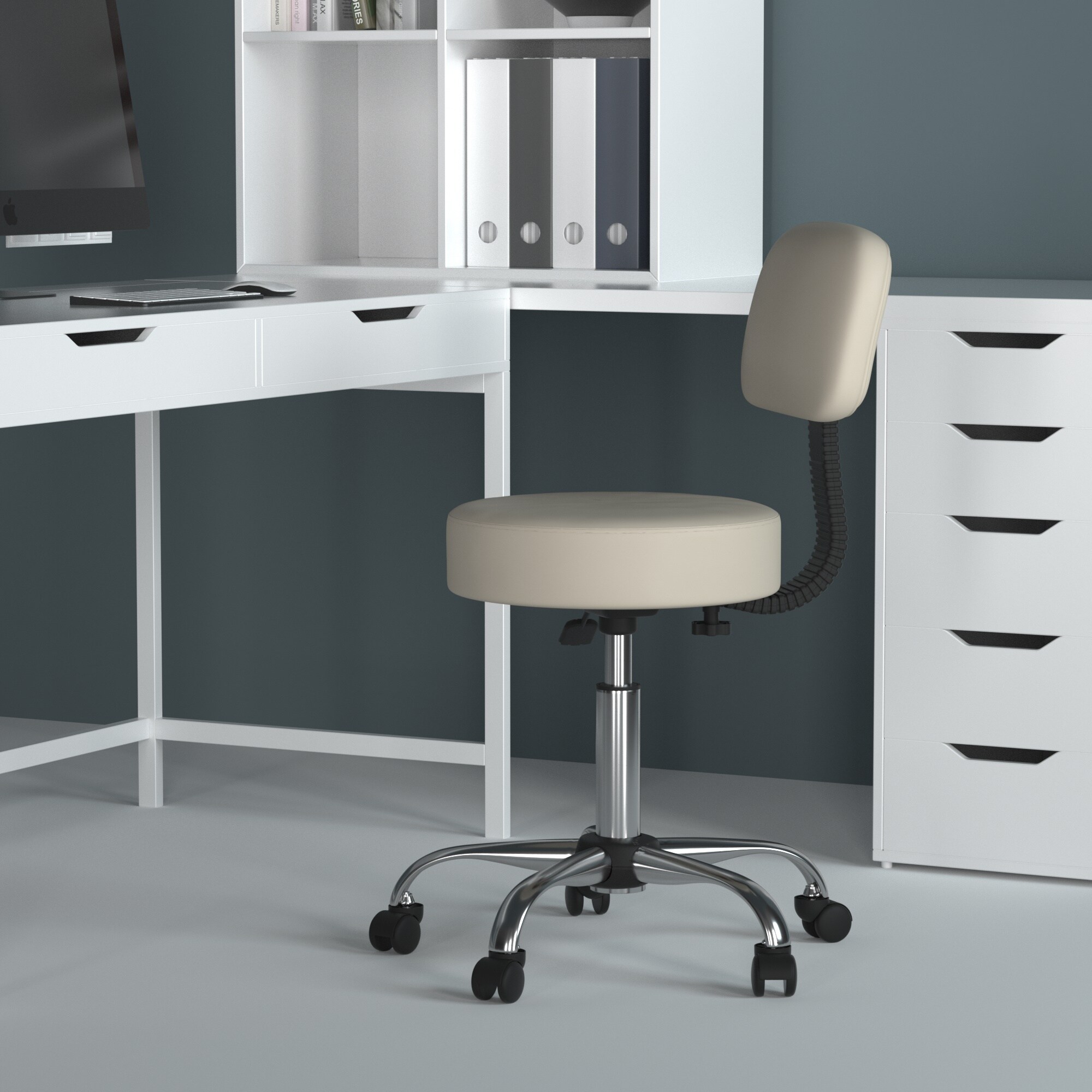 ErgoFlex Adjustable Beige Vinyl and Metal Medical Stool