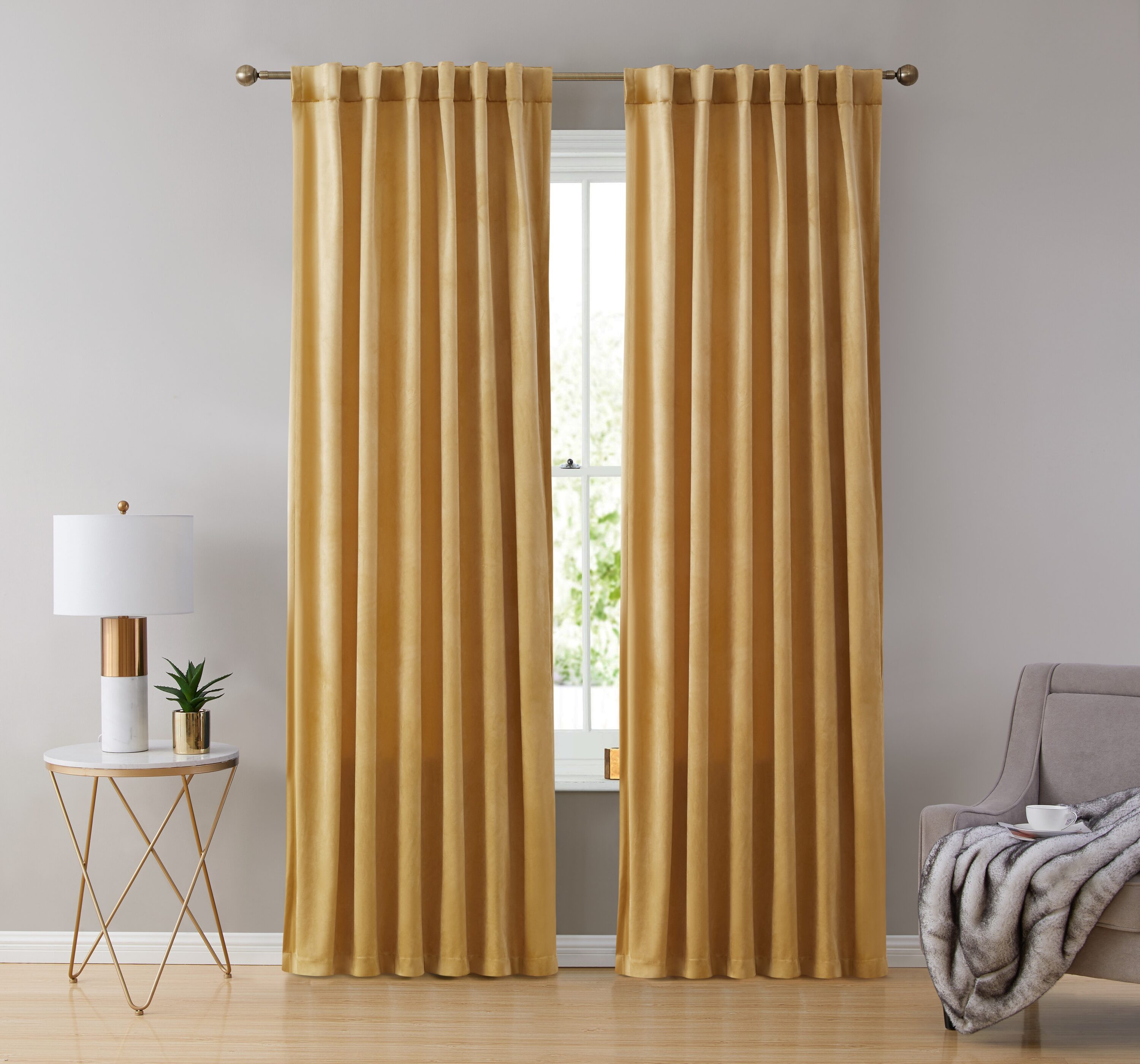 HLC - Lopez Velvet Premium Soft Light Filtering Back Tab Rod Pocket Window Treatment Curtain Dra...