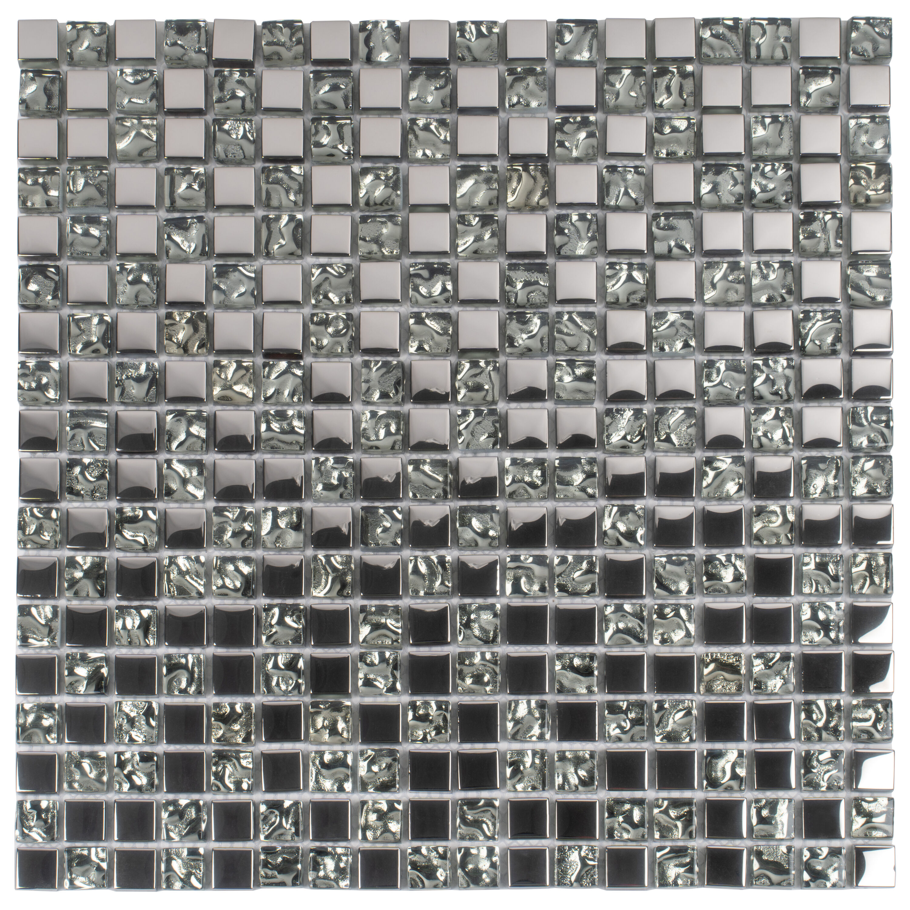 Apollo Tile APLHTC88009-15A Elaina Flint Gray 12-in x 12-in Glossy Glass Patterned Mosaic Floor and Wall Tile ( 4.75-sq ft Carton