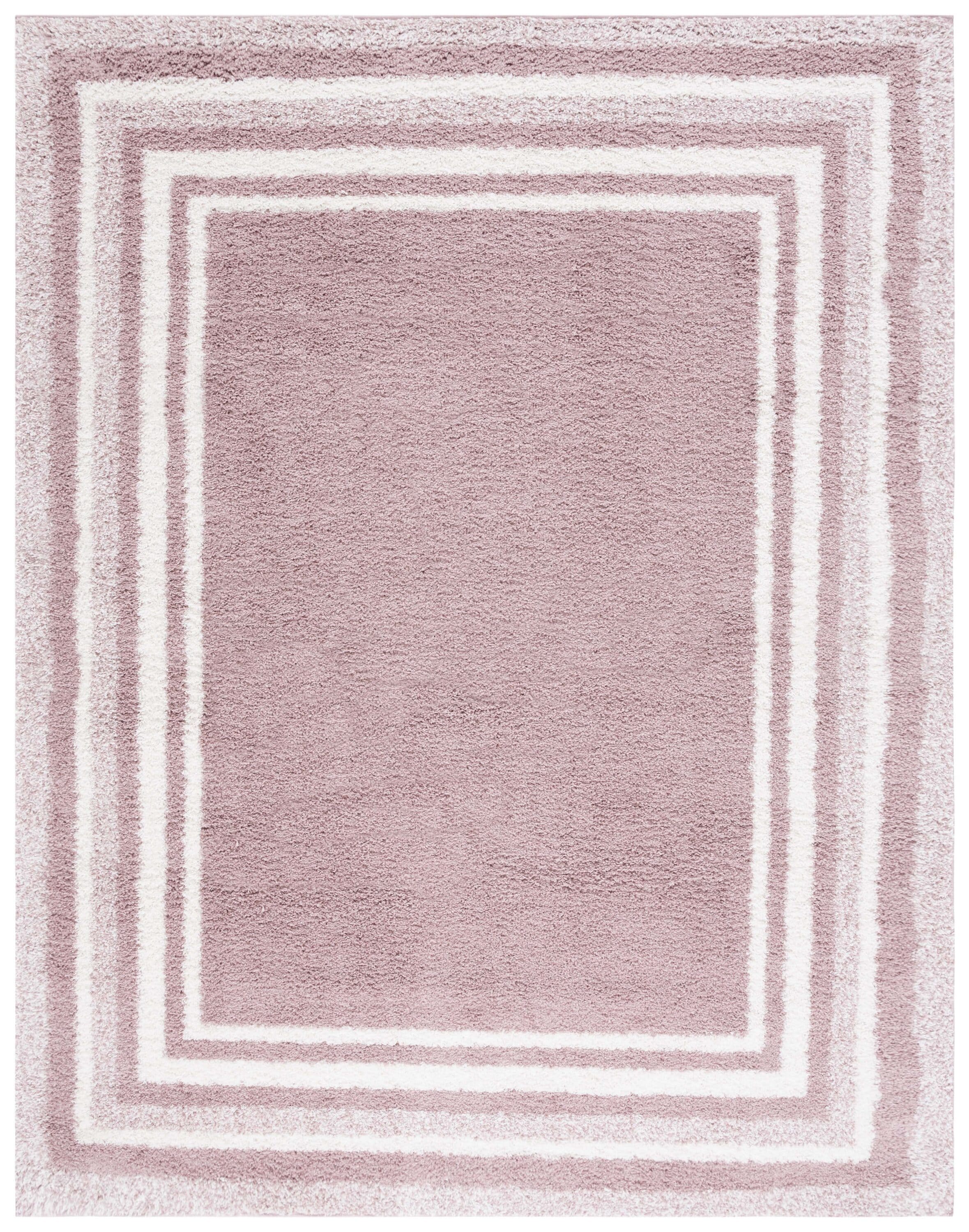 Safavieh BSP251U-8 8 x 10 (ft) Loomed Polyester/Polypropylene Pink/Ivory Rectangular Indoor Border Mid-Century Modern Area rug