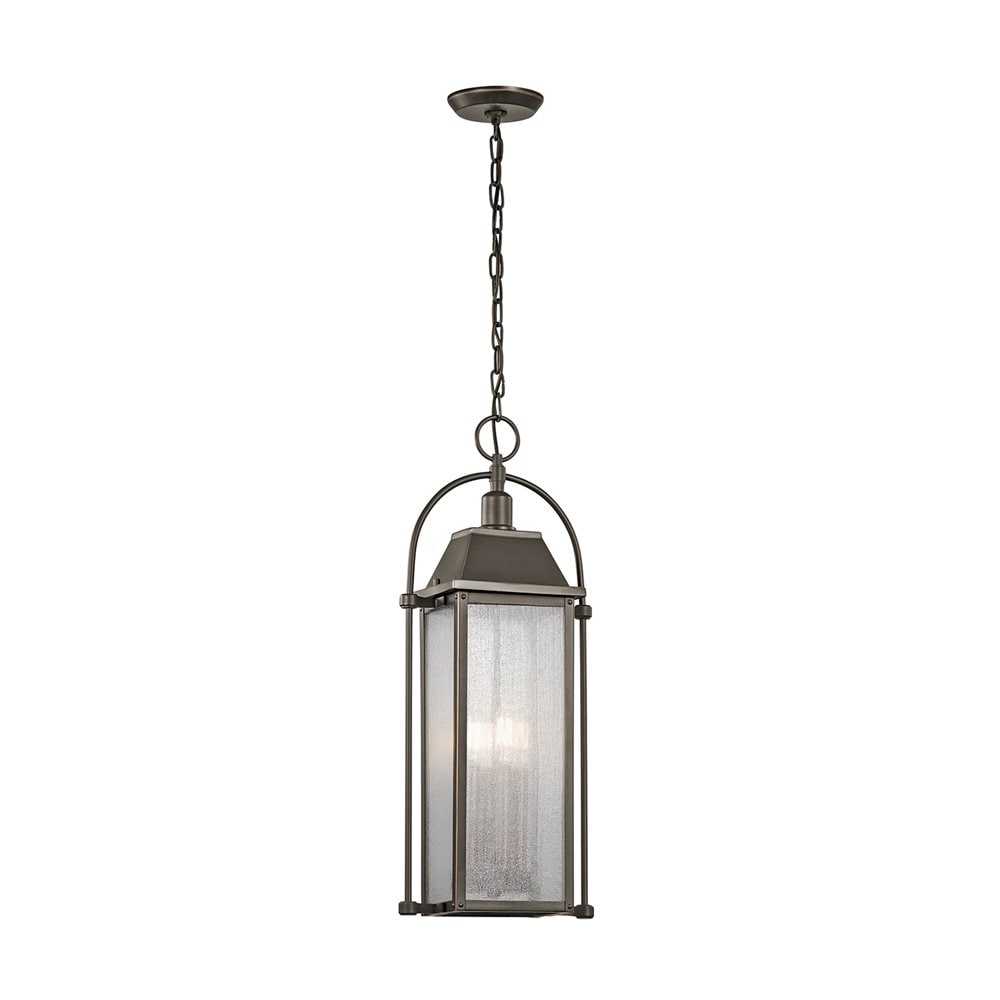 Kichler Harbor Row Olde Bronze Traditional Clear Glass Lantern Pendant Light