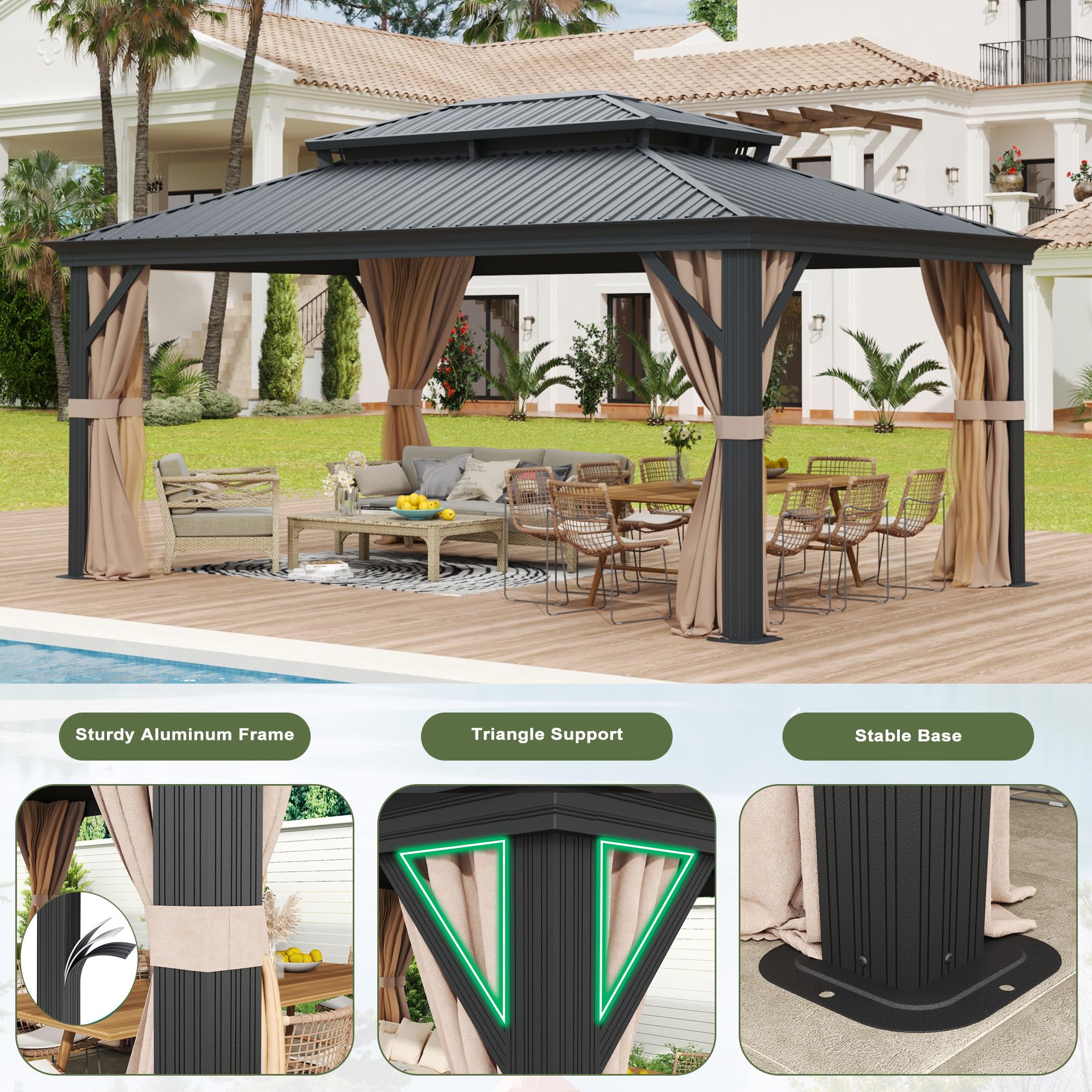 AURA OUTDOOR OAGB-1218 Wood-Resin-Gazebos - View #7