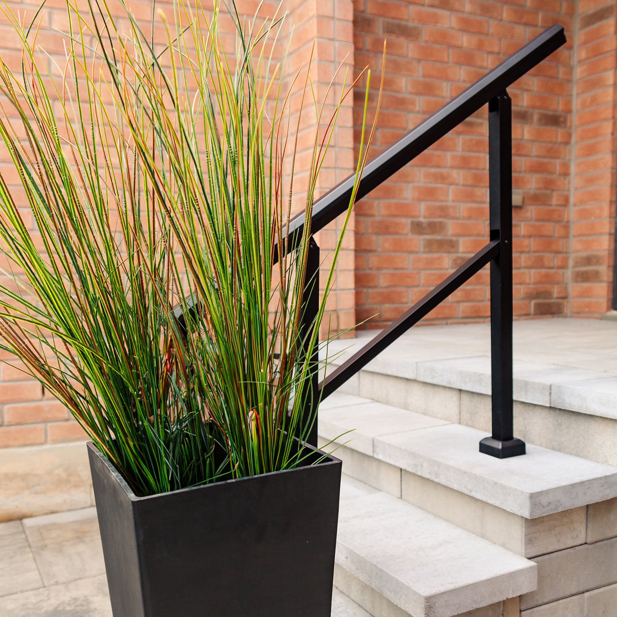 NUVO IRON 34.75 in. H x 48 in. W Black Aluminum Stair Railing Kit