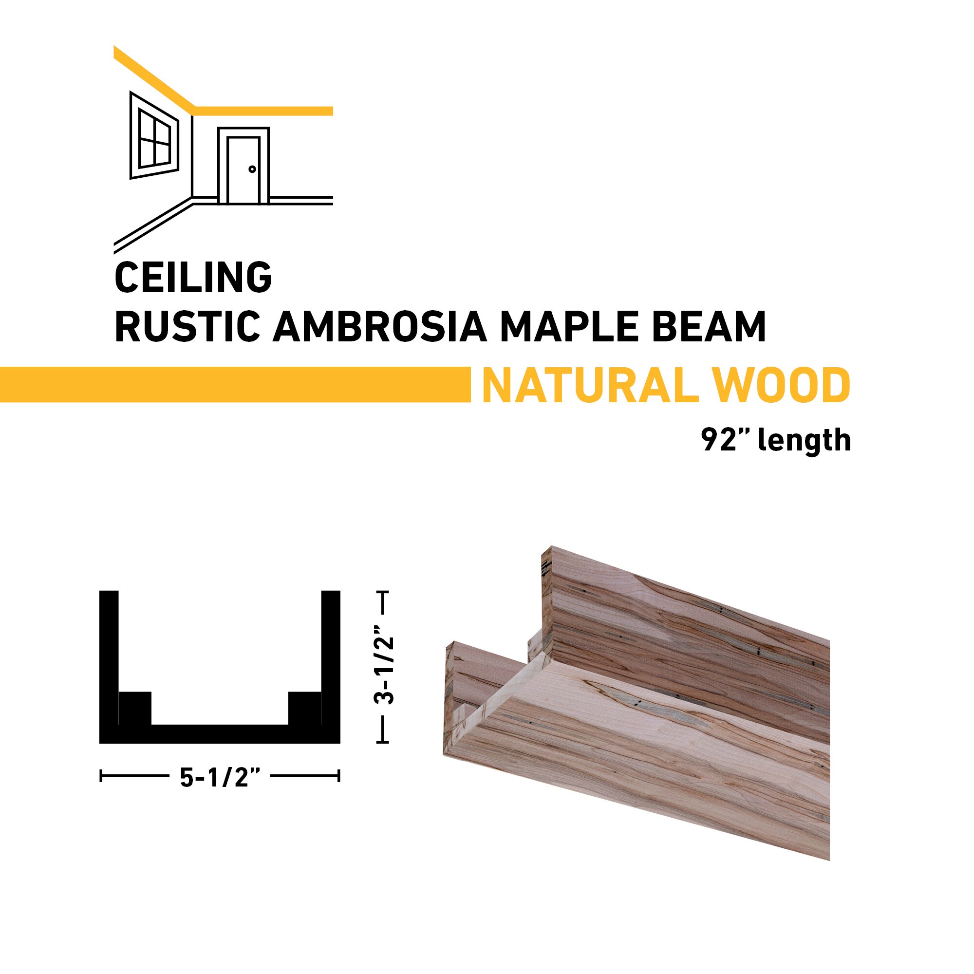 Ornamental Mouldings BEAMRUS02-92WMP5X3 Faux-Beams - View #3