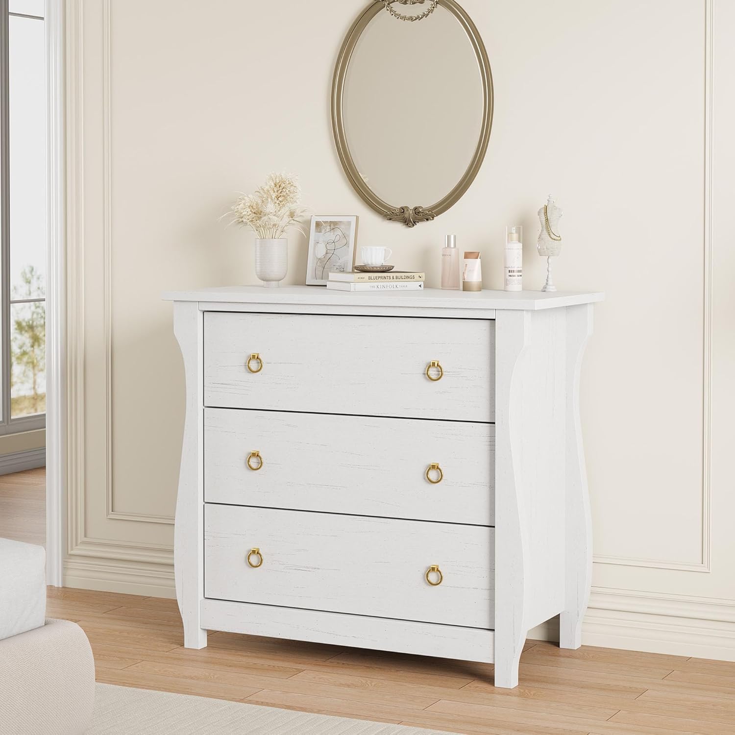 Garvee 3 Dresser for Bedroom 29.3 in Tall Drawer Dresser with Storage Freestanding Wooden Closet Storage Chest for Living Room Bedroom Entryway White