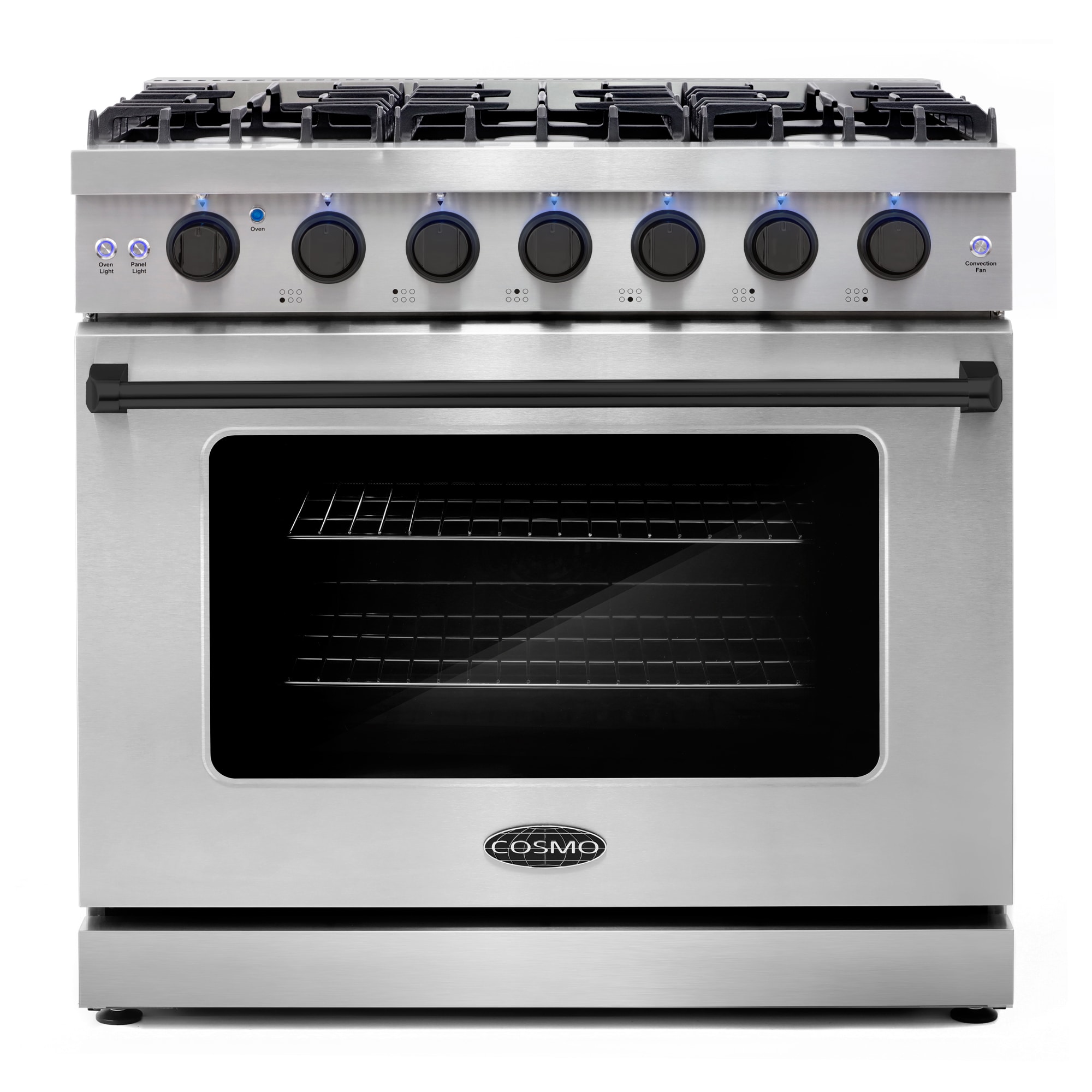 Cosmo 36-in 6 burners 6-cu ft Convection Oven Freestanding Natural Gas Range ( Stainless steel ) #COS-2PKG-707