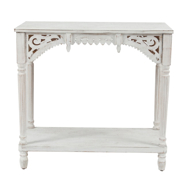 Luxen Home Rustic Distressed White, Distressed Hallway Table