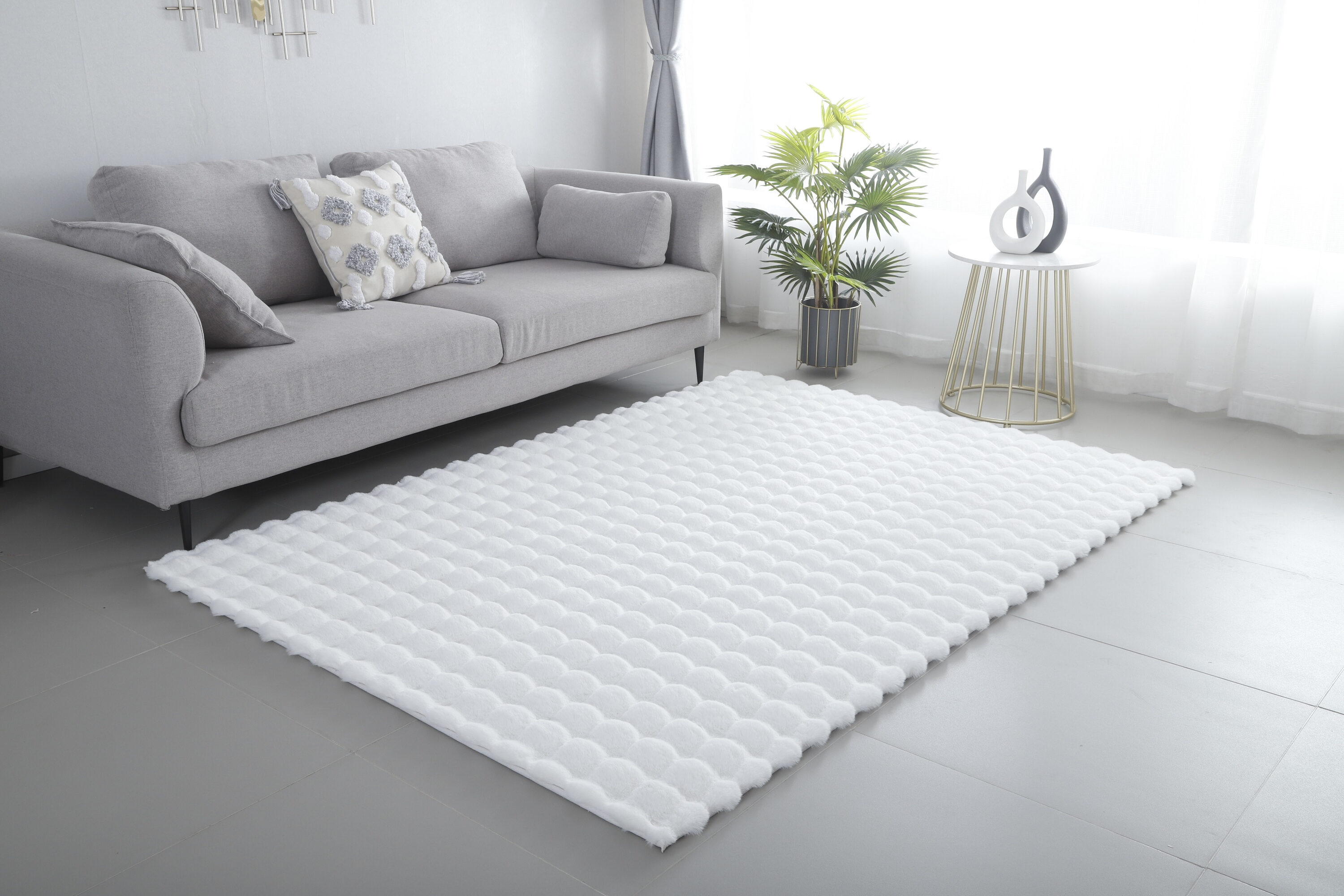 MDA Rugs VF0357 Valencia 5 x 7 (ft) Polyester White Rectangular Indoor Abstract Area rug