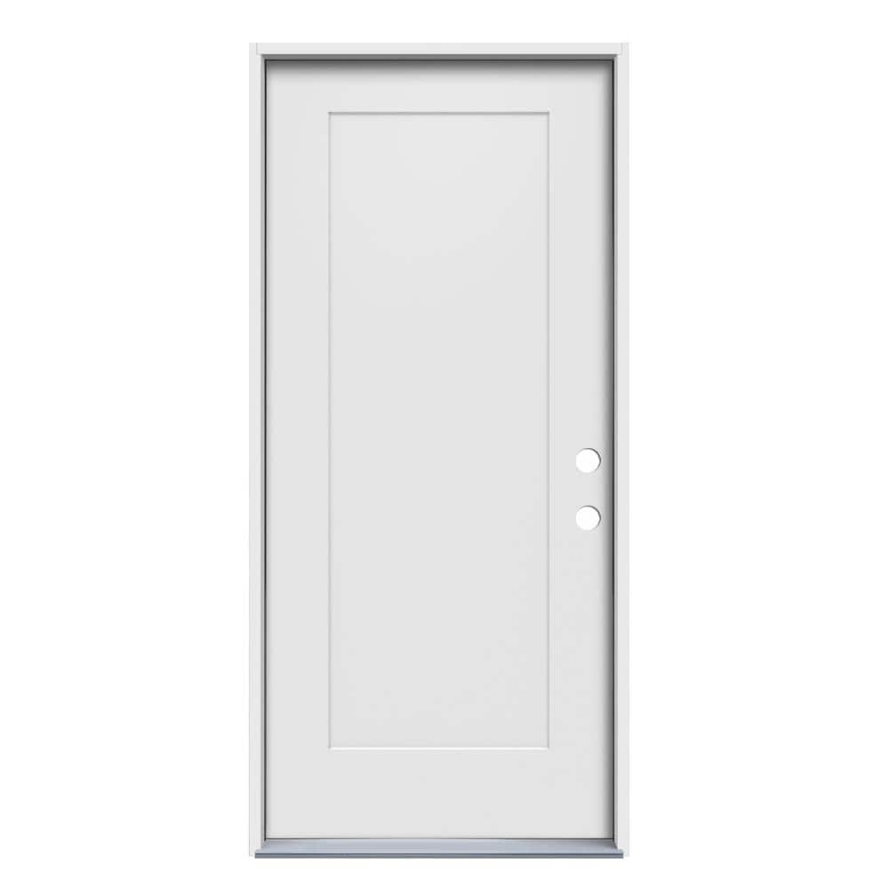 JELD-WEN JW227500006 32-in x 80-in x 4-9/16-in Steel No glass Left-hand inswing Primed Prehung Front Door Insulating core