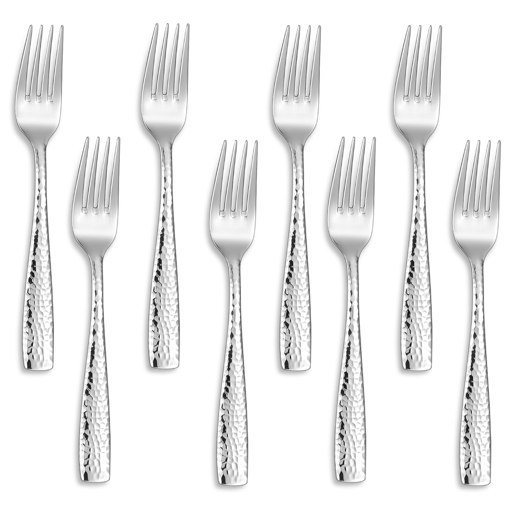 Aoibox  8 Piece Louis Hammered Salad Fork Set 7 6 in 18 10 Stainless Steel Squared Dishwasher Safe Comfort Fork