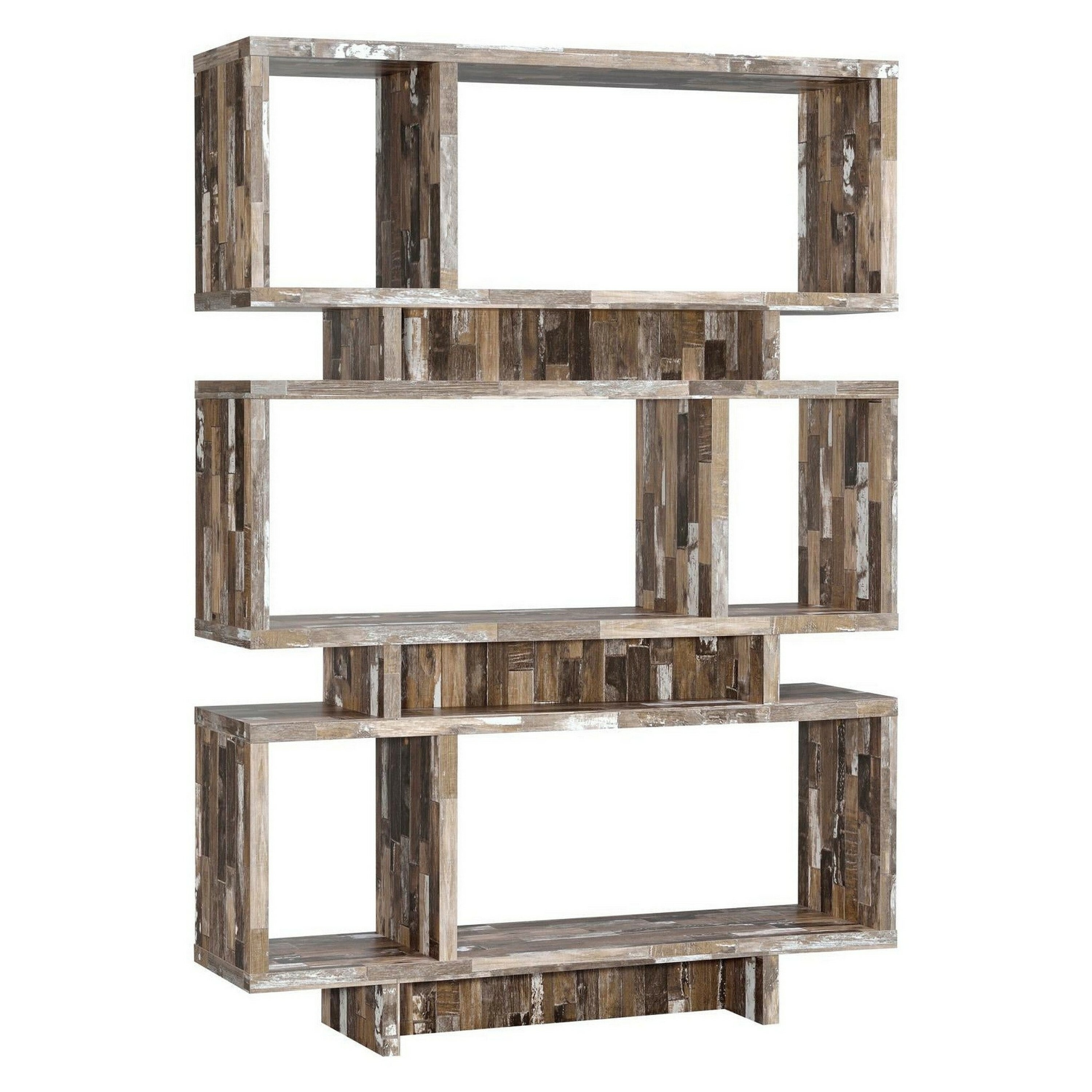 Benzara BM159097 Brown Wood 3-Shelf Bookcase (11.5-in W x 65.75-in H x 47.25-in D)