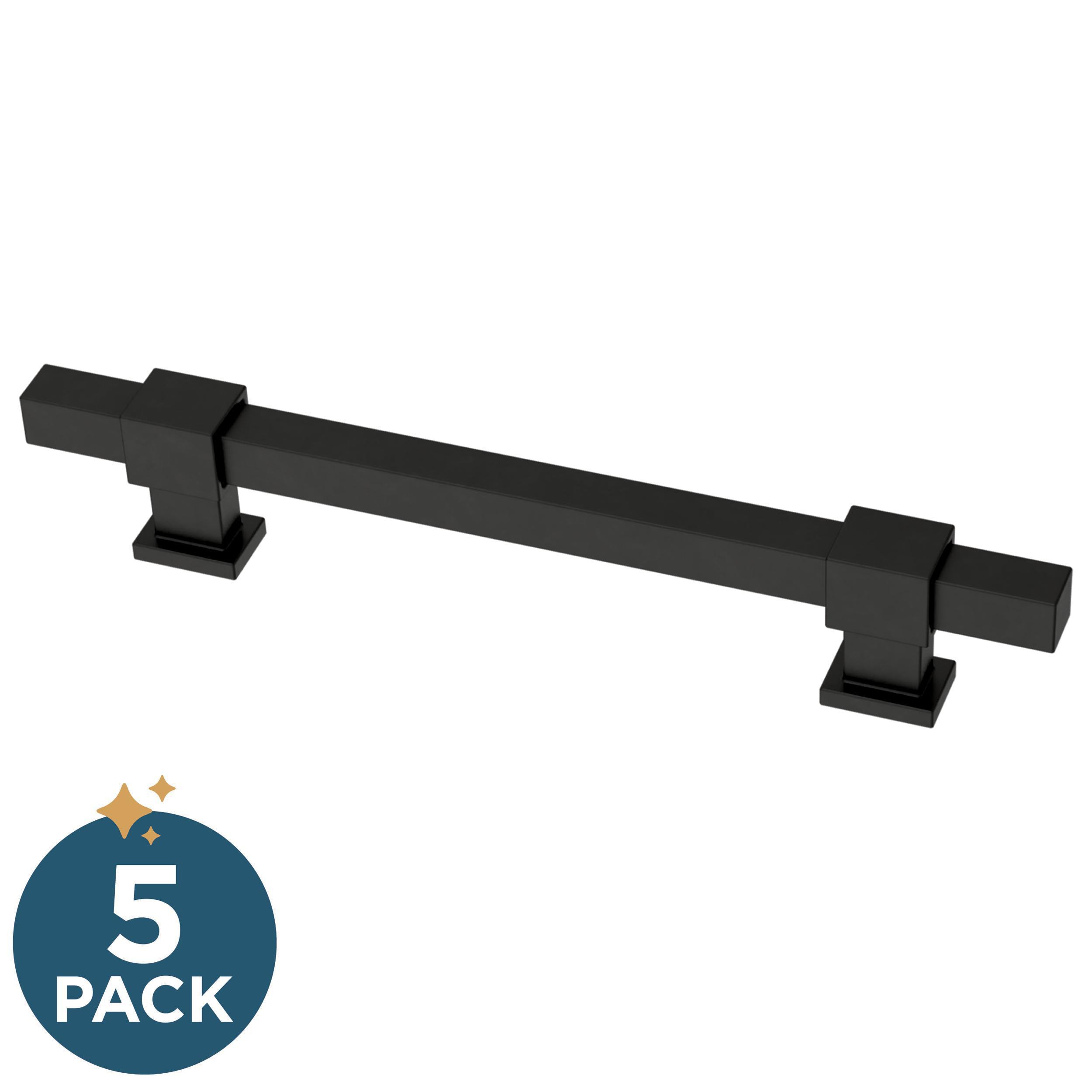 Franklin Brass P44368-FB-B Square Bar Adjusta-Pull 1-3/8-in to 6-5/16-in , 35 mm to 160 mm Center to Center Matte Black Adjustable Rectangular Bar 5 -Pack