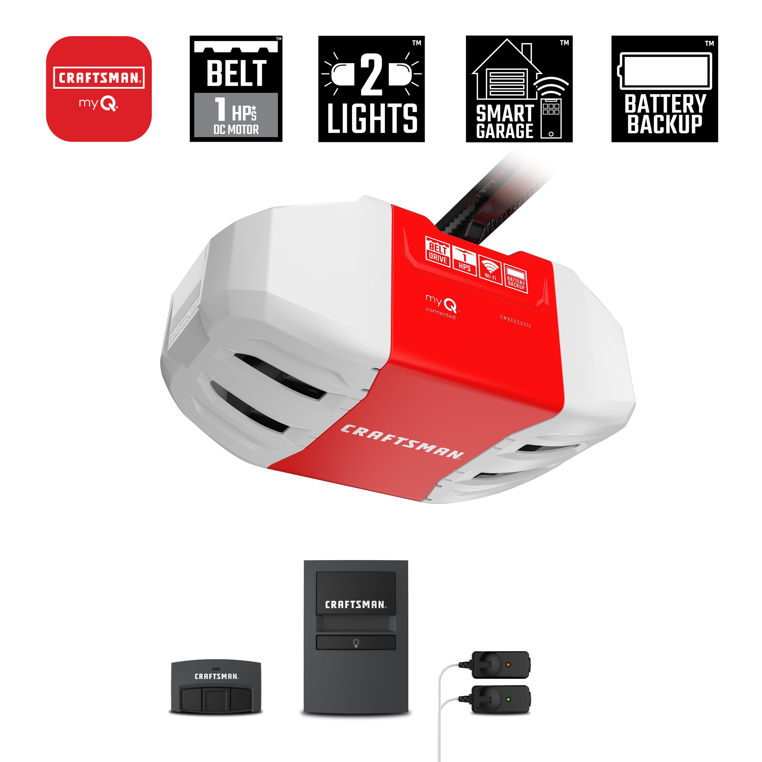 CRAFTSMAN 1-HP CMXEOCG773 Smart Belt Drive Garage Door Opener Wi-fi Compatibility Battery Back-up CMXEOCG773 Sansujyuku sansujyuku.com