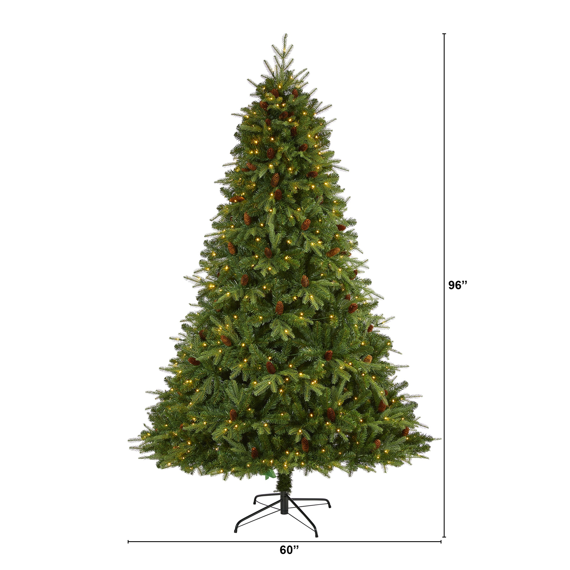 Nearly Natural 8-ft Spruce Pre-lit Artificial Christmas Tree with White ...