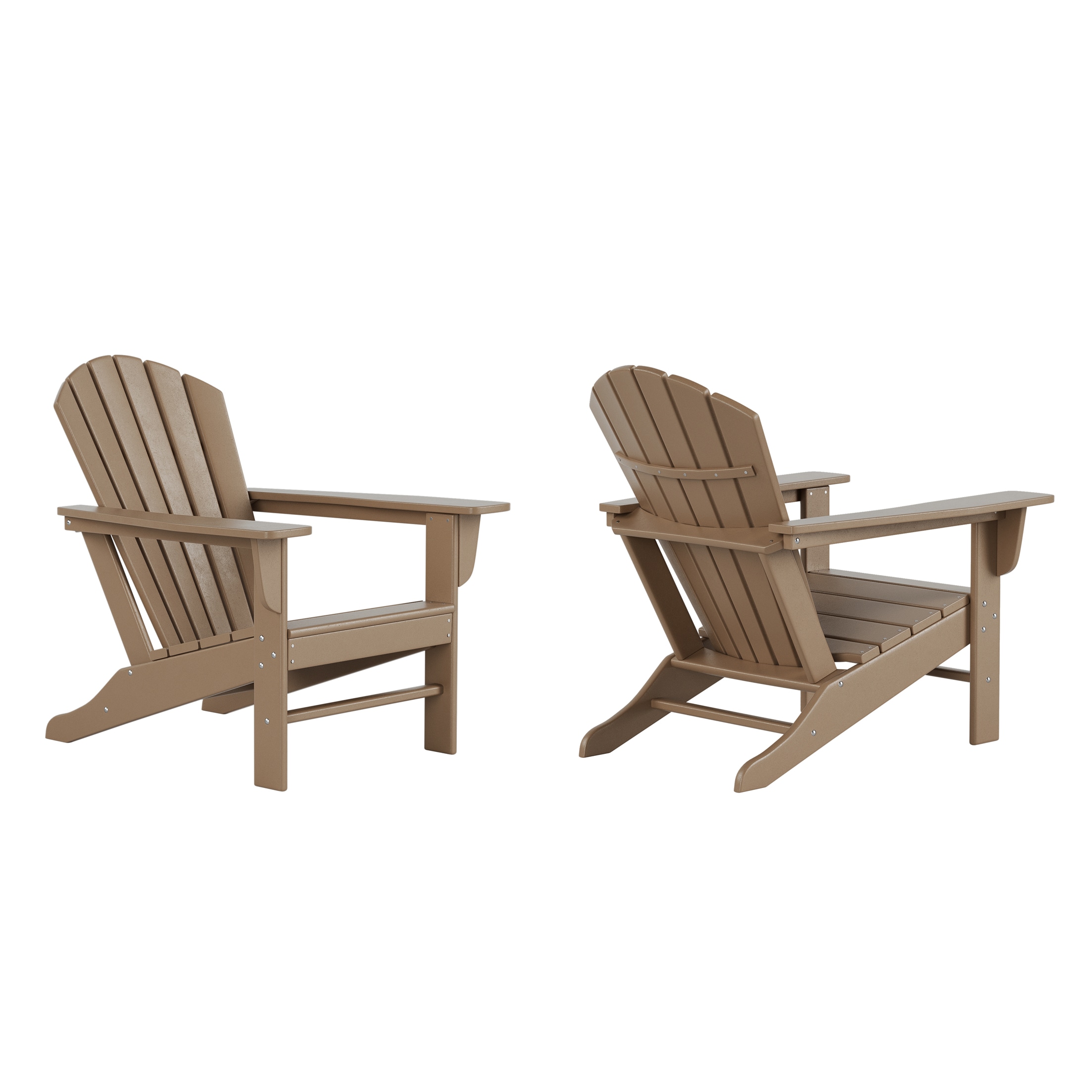 Westin Furniture OP6001-WW-2 Altura Set of 2 Weathered Wood HDPE Frame Stationary Adirondack Chair with Slat Seat