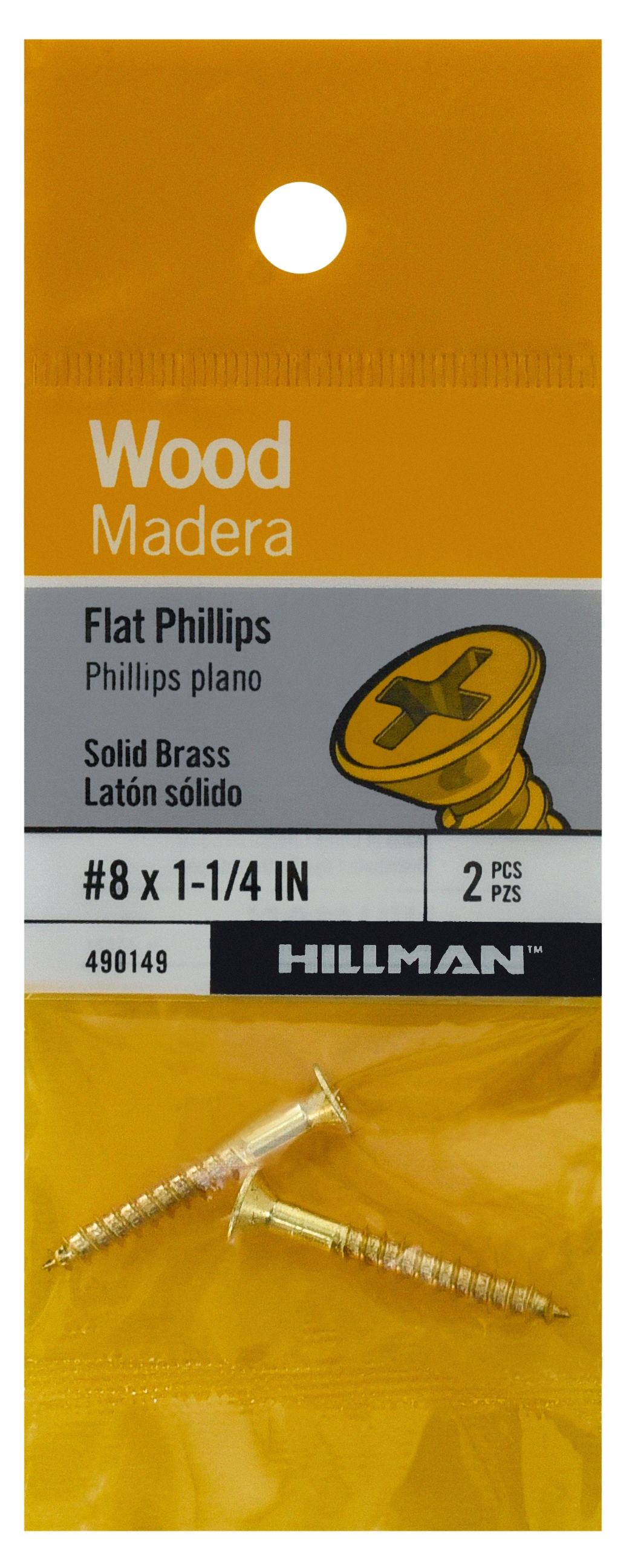 Hillman 490149 #8 x 1-1/4-in Brass Interior Wood screws ( 2 -Per Box )