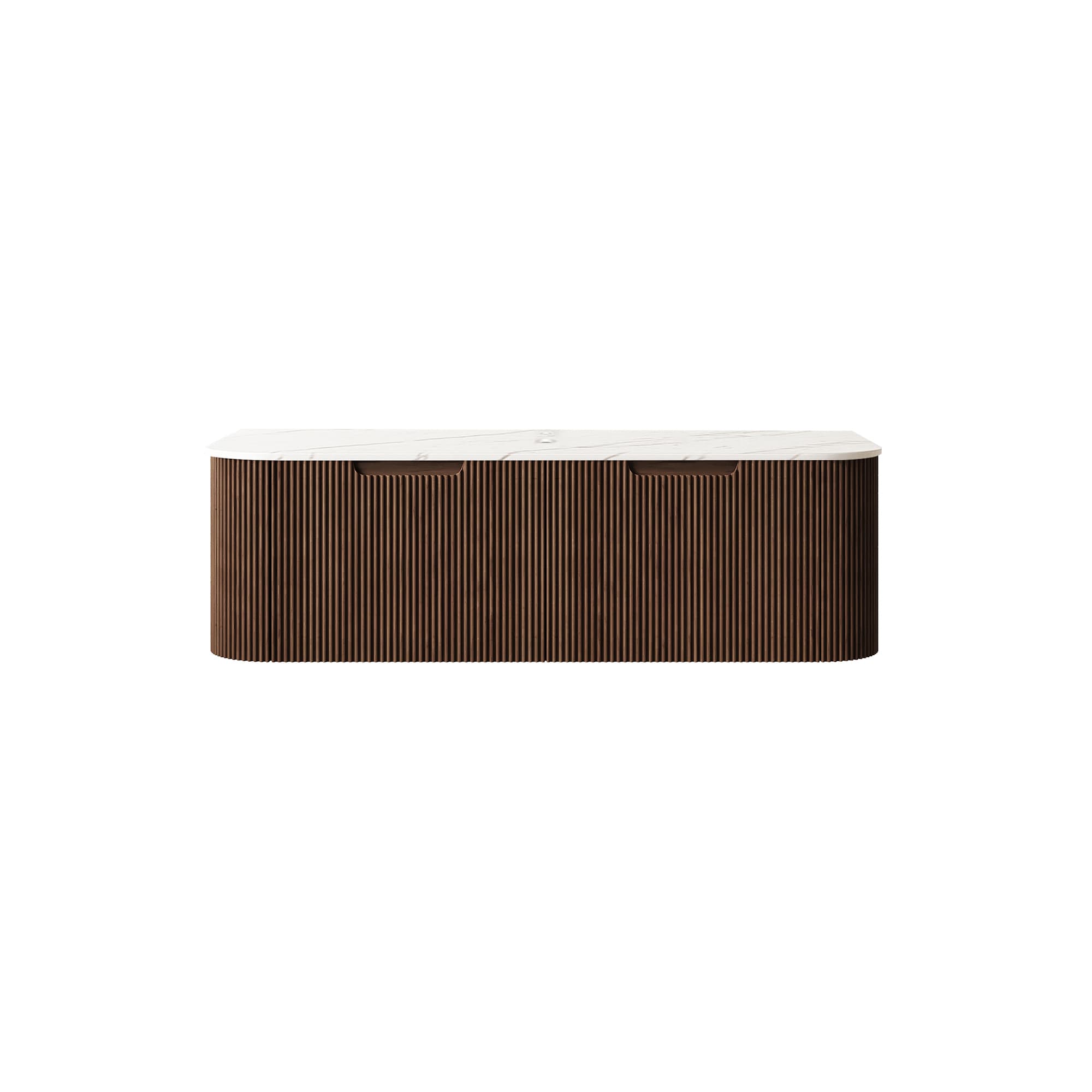 Tinyhomie 48in Wall Mounted Plywood Cabinet with Carrara White Sintered Stone Countertop Two Drawers NO Basin NO Faucet and Drain Dark Walnut Woodgrain Color